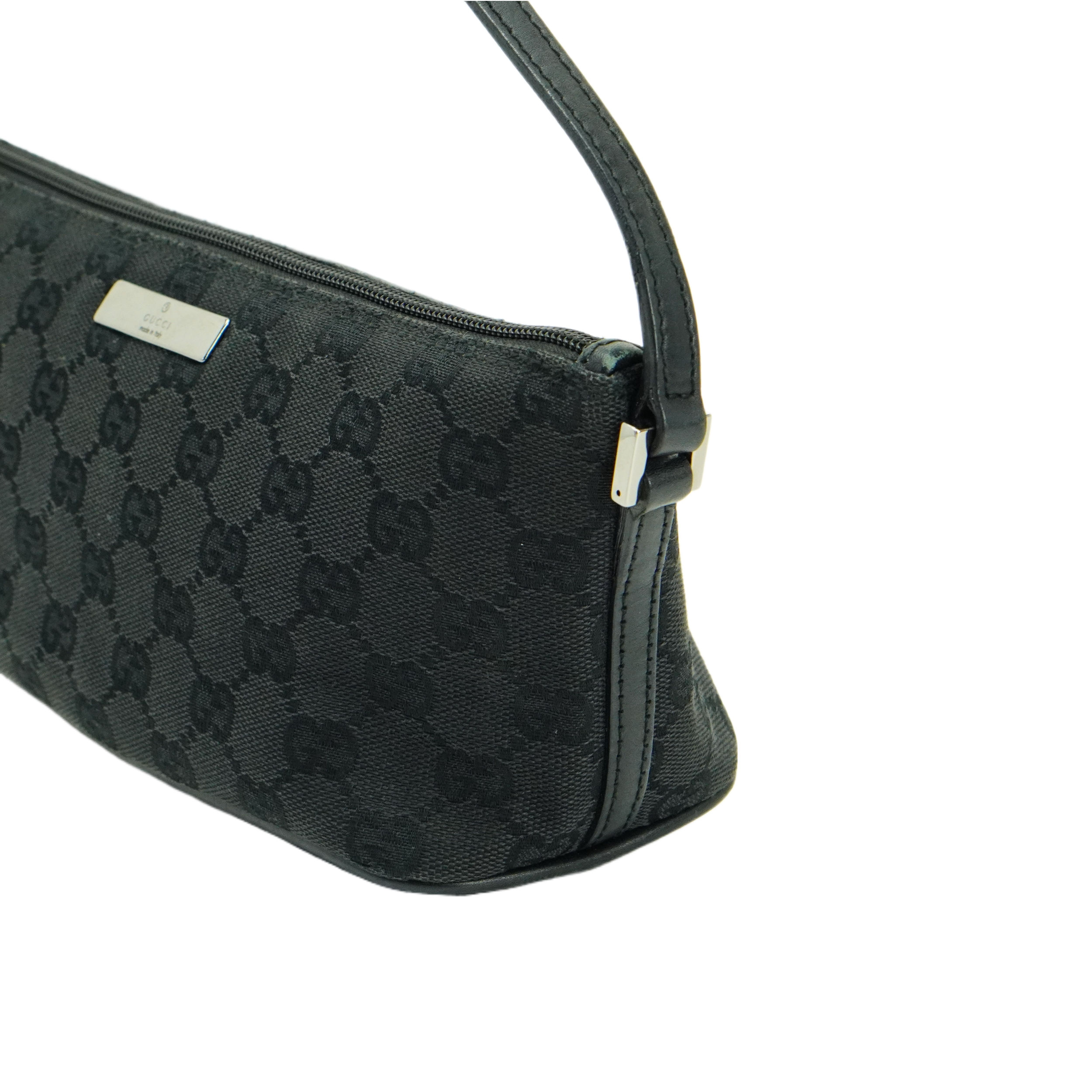 Gucci Black GG Monogram Boat Pochette Bag