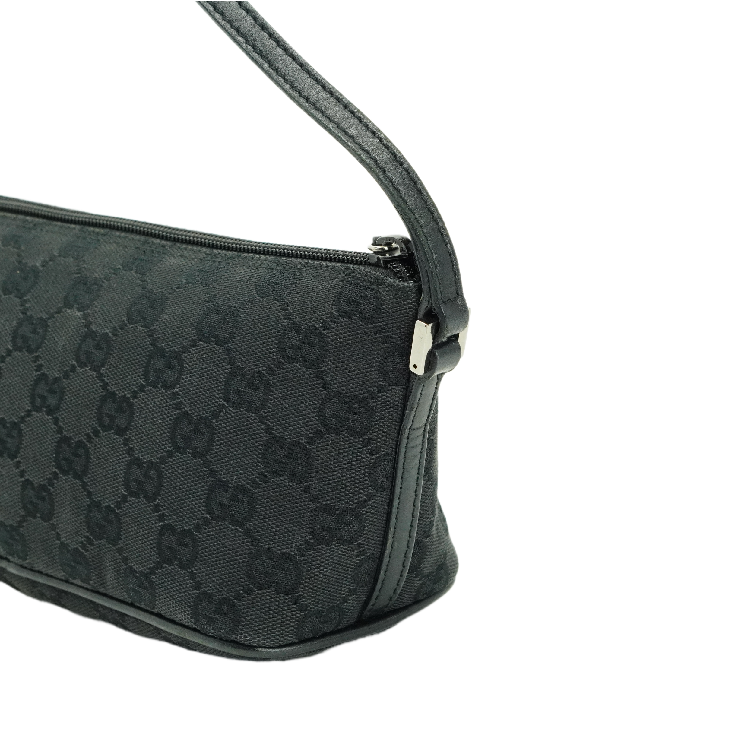 Gucci Black GG Monogram Boat Pochette Bag