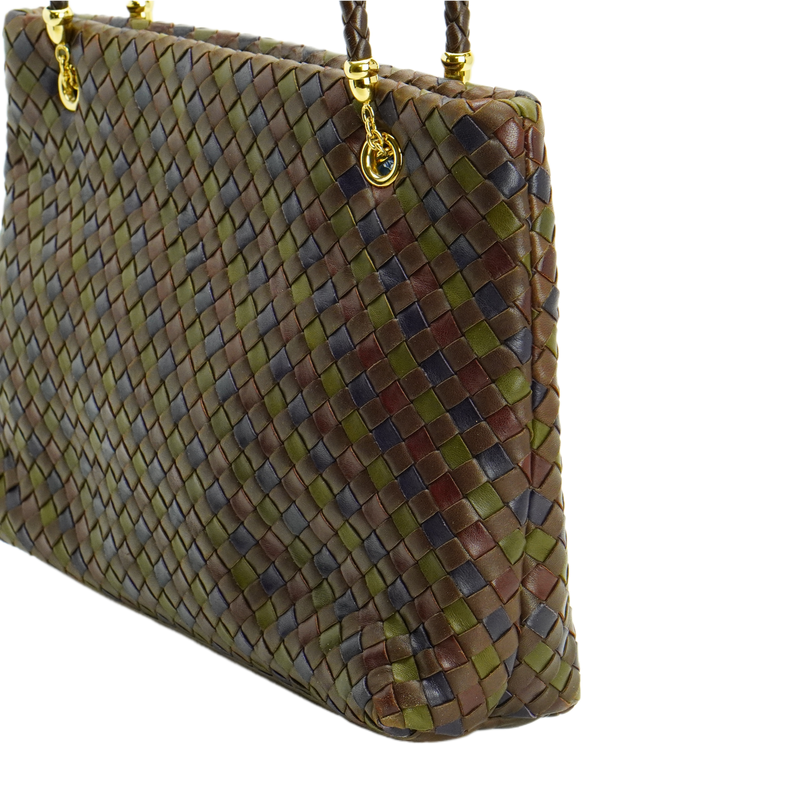 Bottega Veneta Multicoloured Khaki Leather Handbag