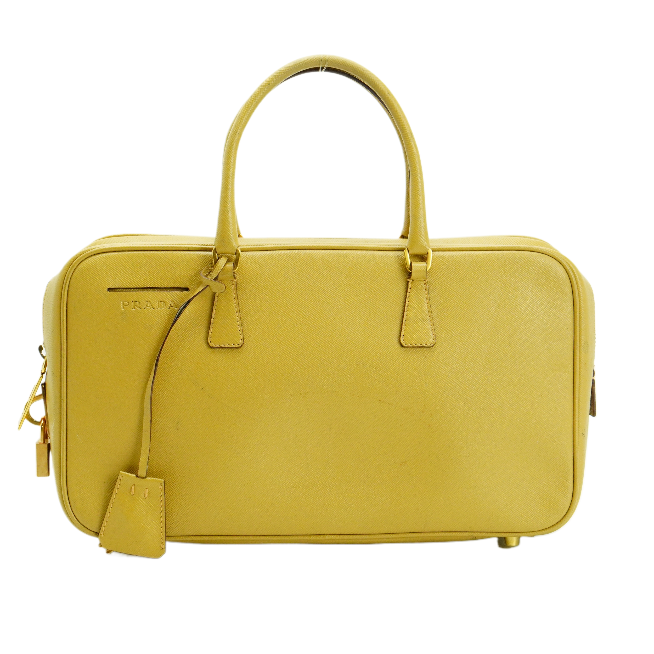 Prada Saffiano Leather Mustard Yellow Handbag