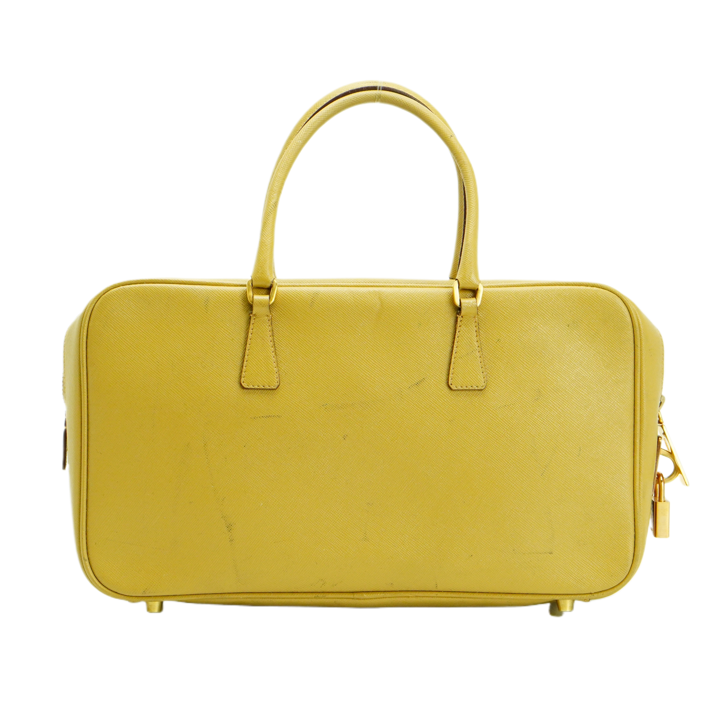 Prada Saffiano Leather Mustard Yellow Handbag