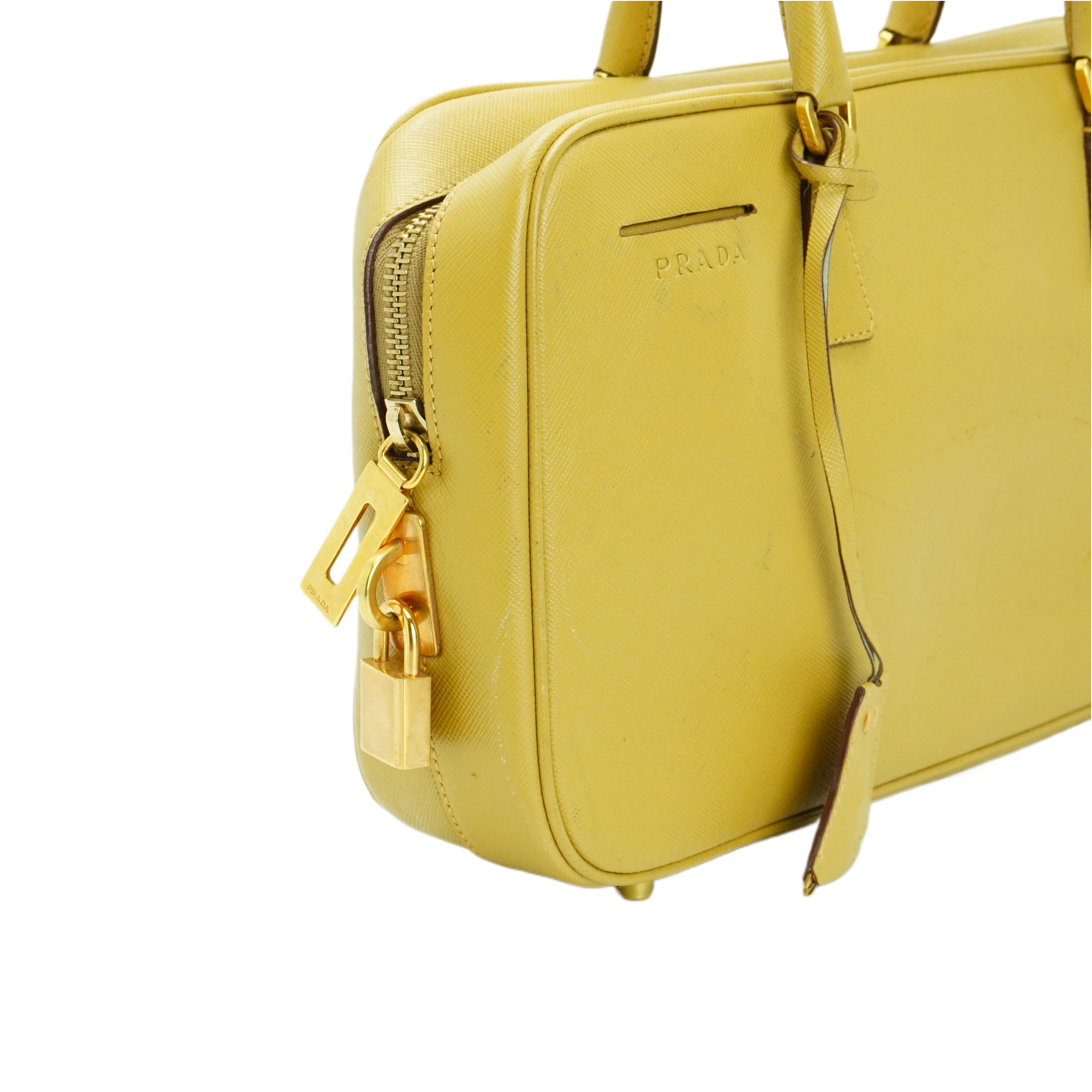 Prada Saffiano Leather Mustard Yellow Handbag