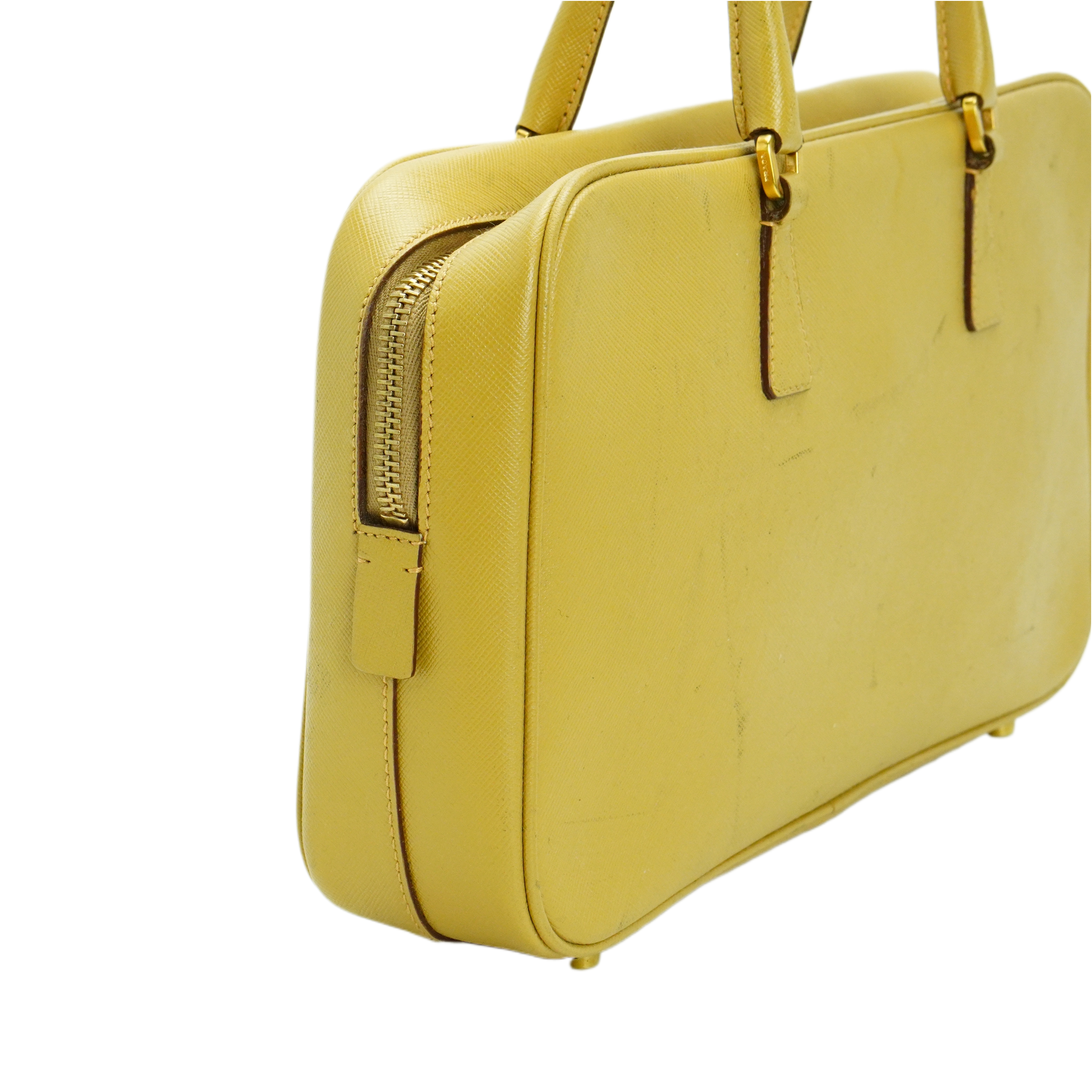 Prada Saffiano Leather Mustard Yellow Handbag