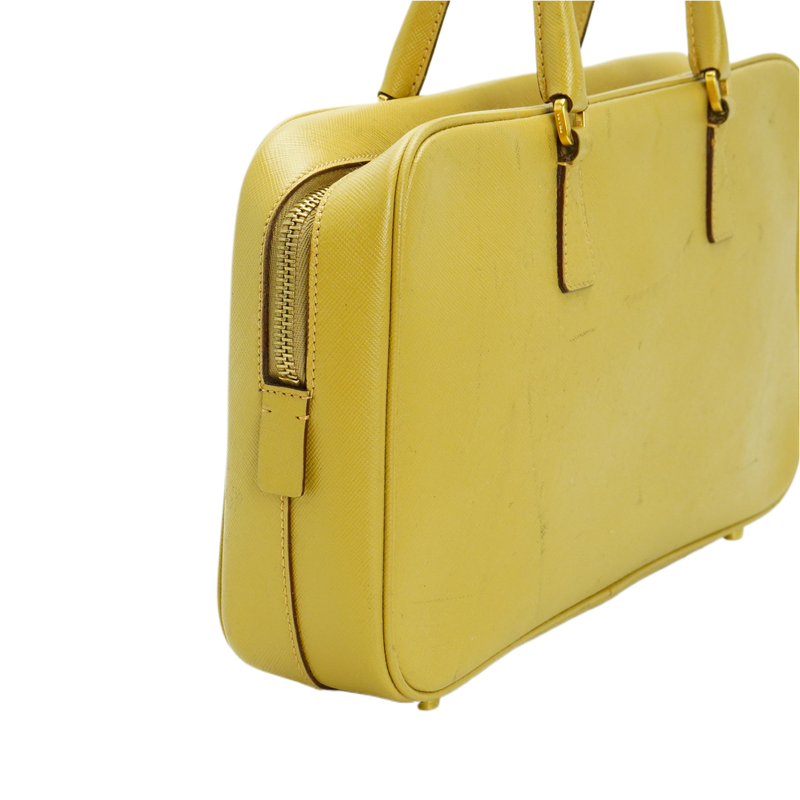 Prada Saffiano Leather Mustard Yellow Handbag