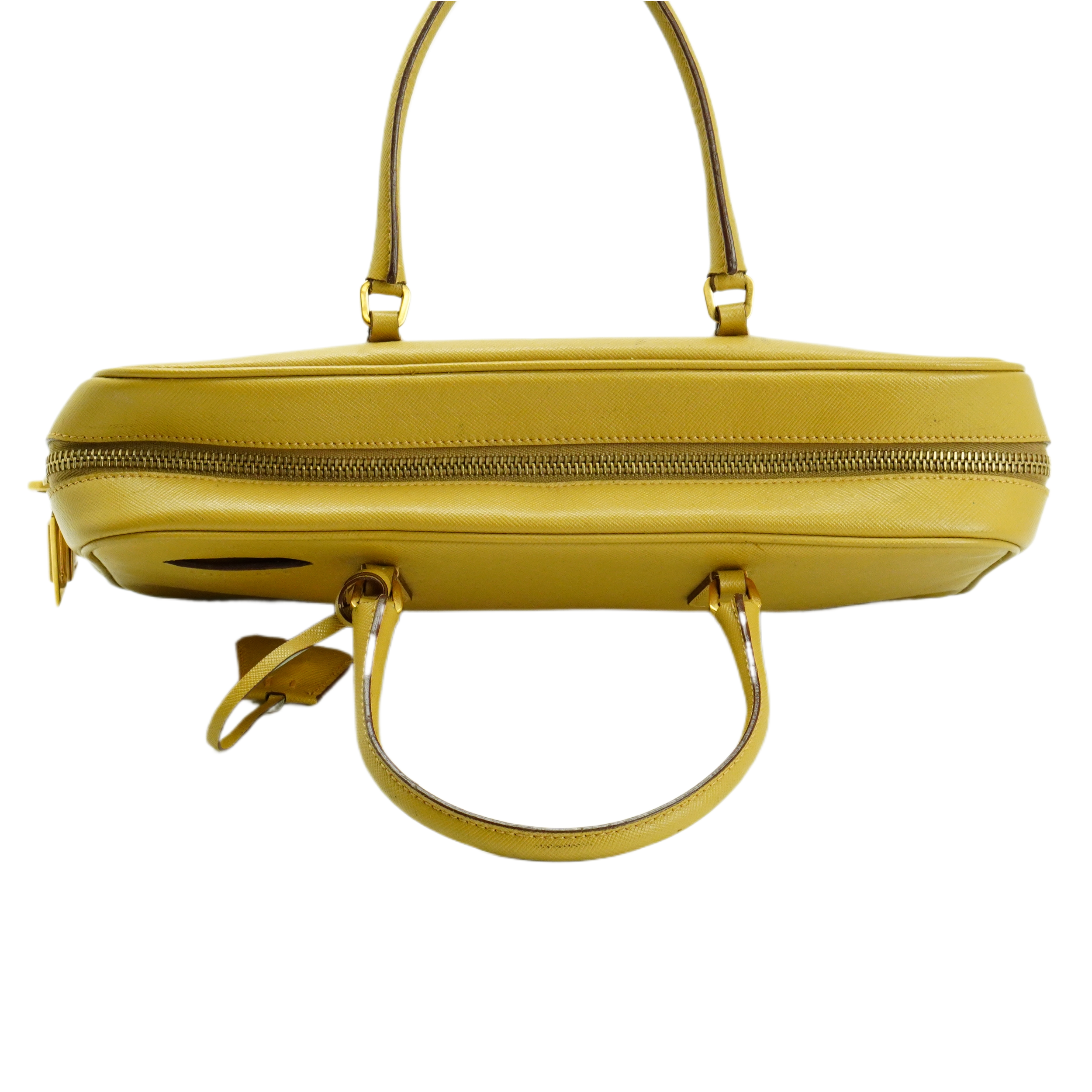 Prada Saffiano Leather Mustard Yellow Handbag