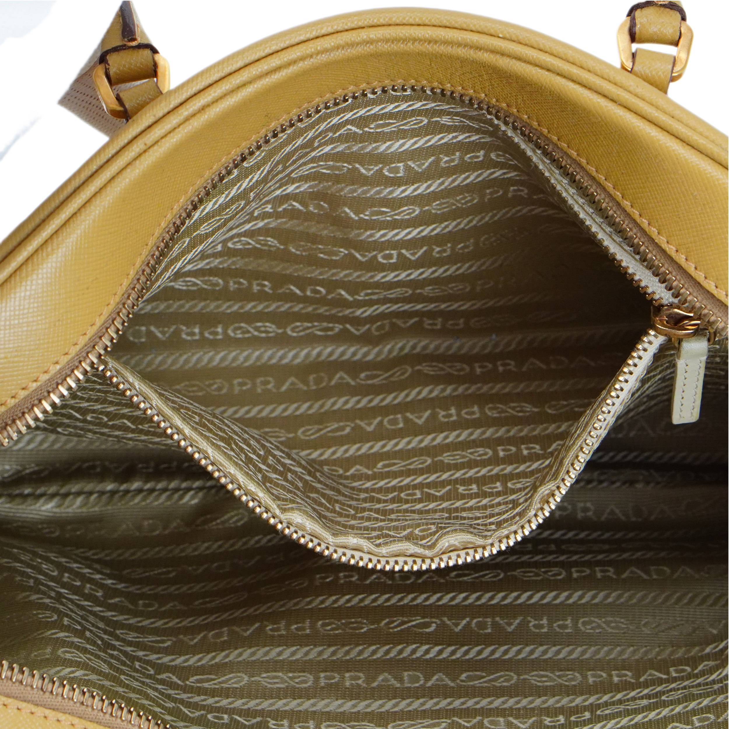 Prada Saffiano Leather Mustard Yellow Handbag