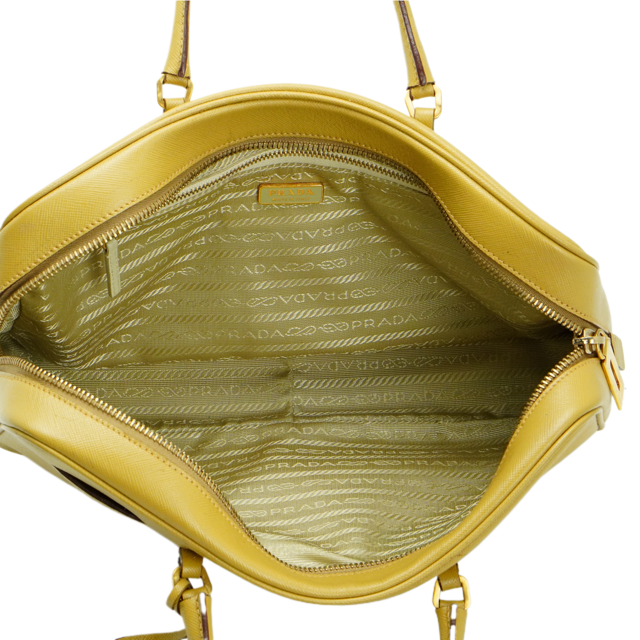 Prada Saffiano Leather Mustard Yellow Handbag