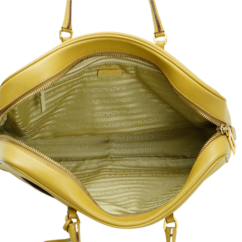 Prada Saffiano Leather Mustard Yellow Handbag