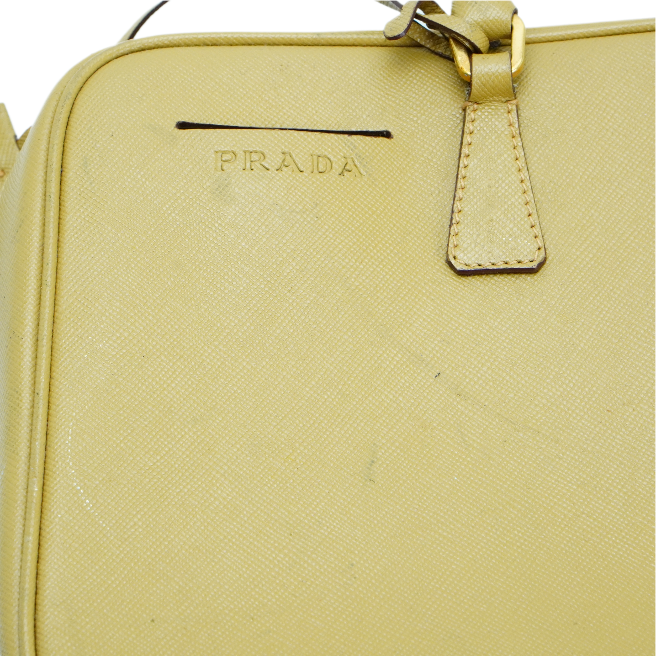 Prada Saffiano Leather Mustard Yellow Handbag