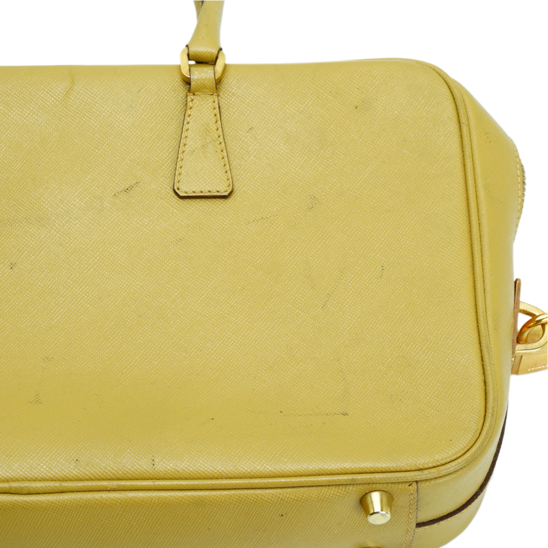 Prada Saffiano Leather Mustard Yellow Handbag