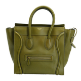 Celine Olive Green Calfskin Mini Luggage Handbag