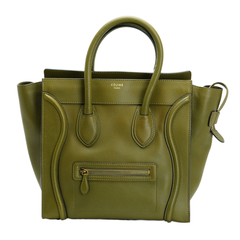 Celine Olive Green Calfskin Mini Luggage Handbag