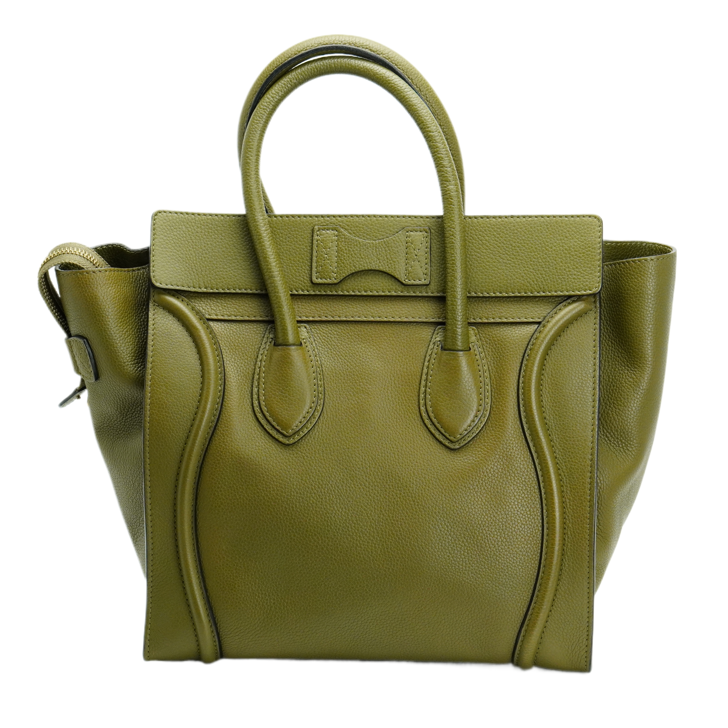 Celine Olive Green Calfskin Mini Luggage Handbag