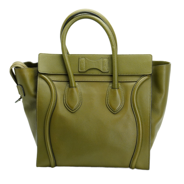 Celine Olive Green Calfskin Mini Luggage Handbag