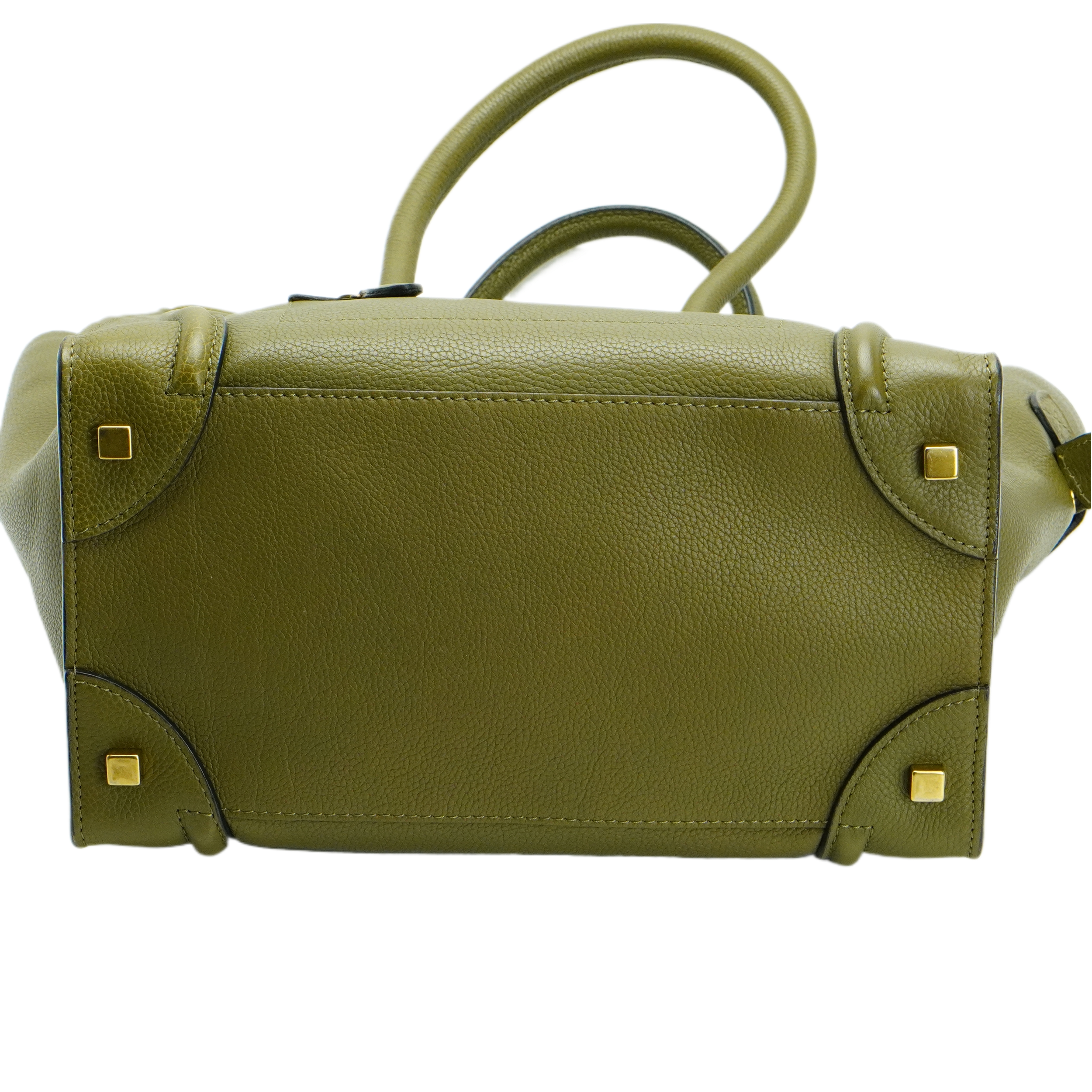 Celine Olive Green Calfskin Mini Luggage Handbag