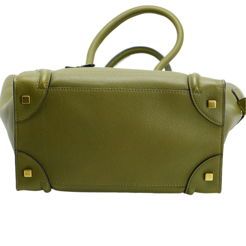 Celine Olive Green Calfskin Mini Luggage Handbag