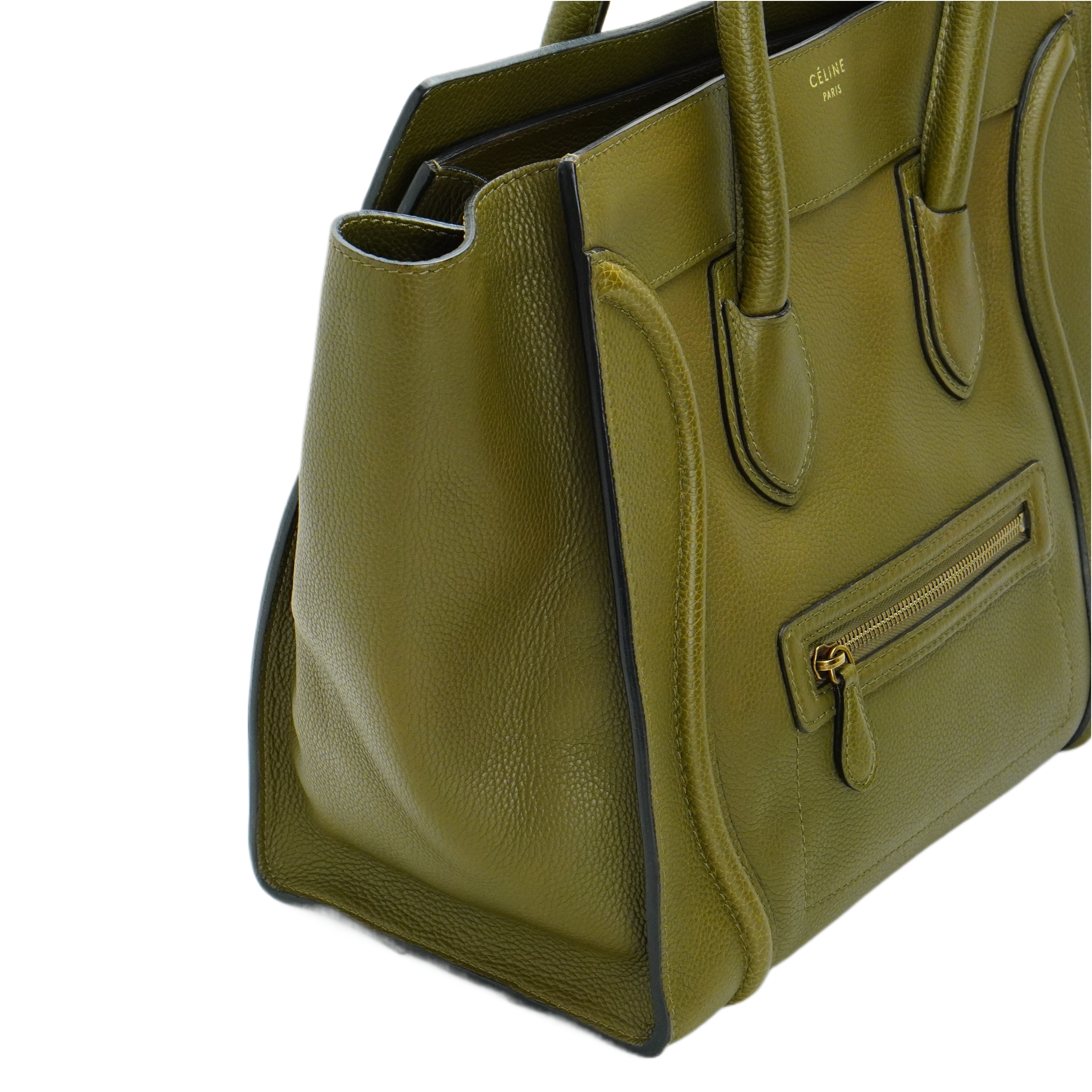 Celine Olive Green Calfskin Mini Luggage Handbag