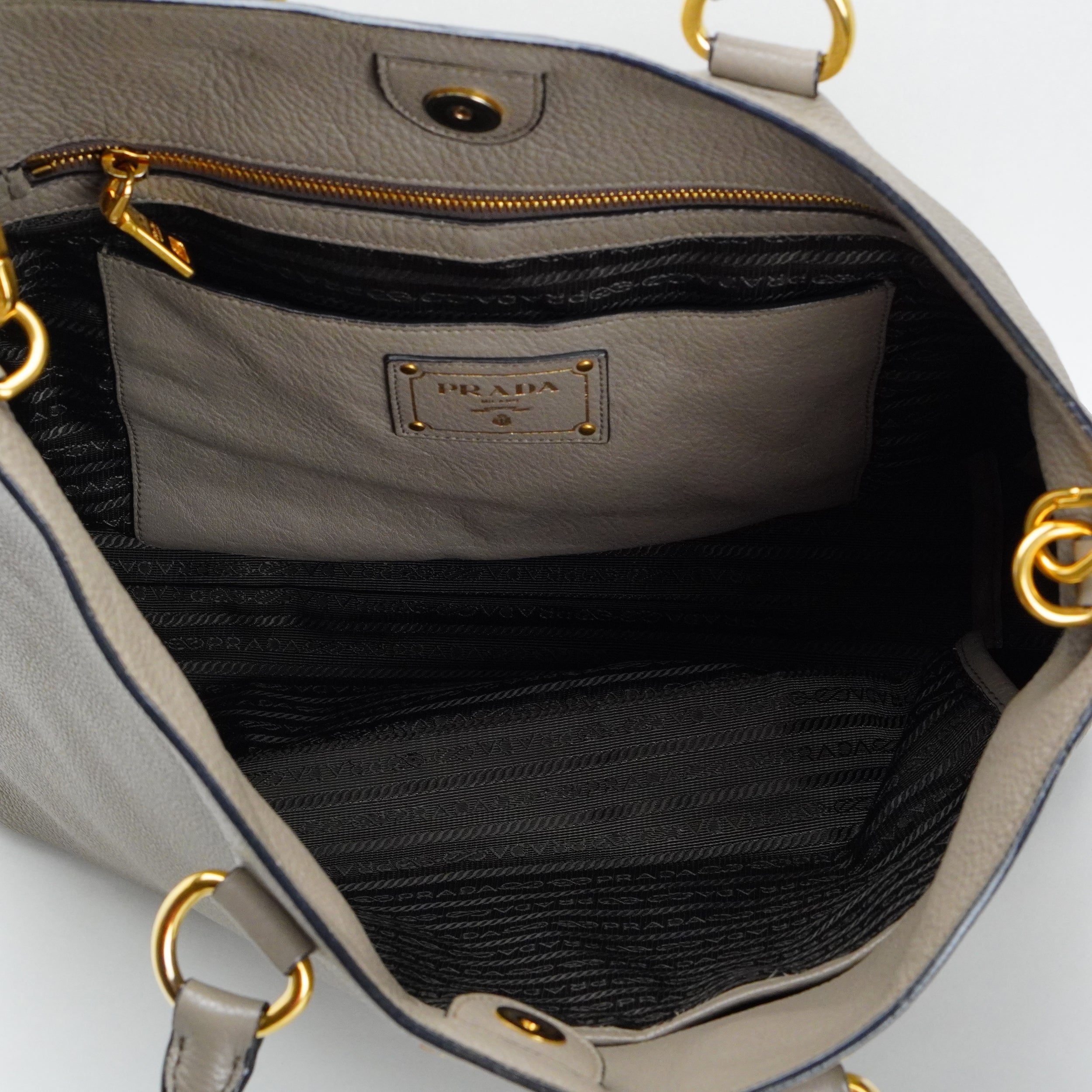 Prada Grey Vitello Daino Handbag