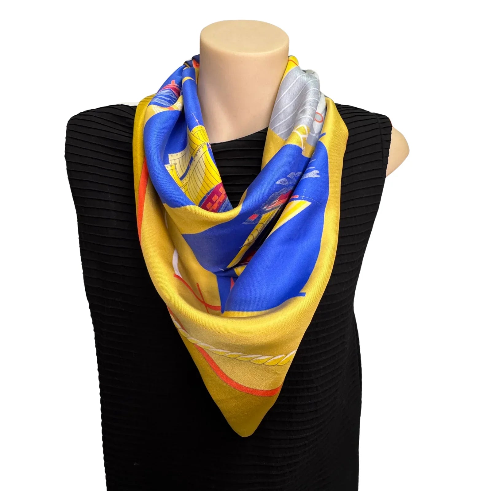Hermès Grand Largue Silk Scarf Yellow