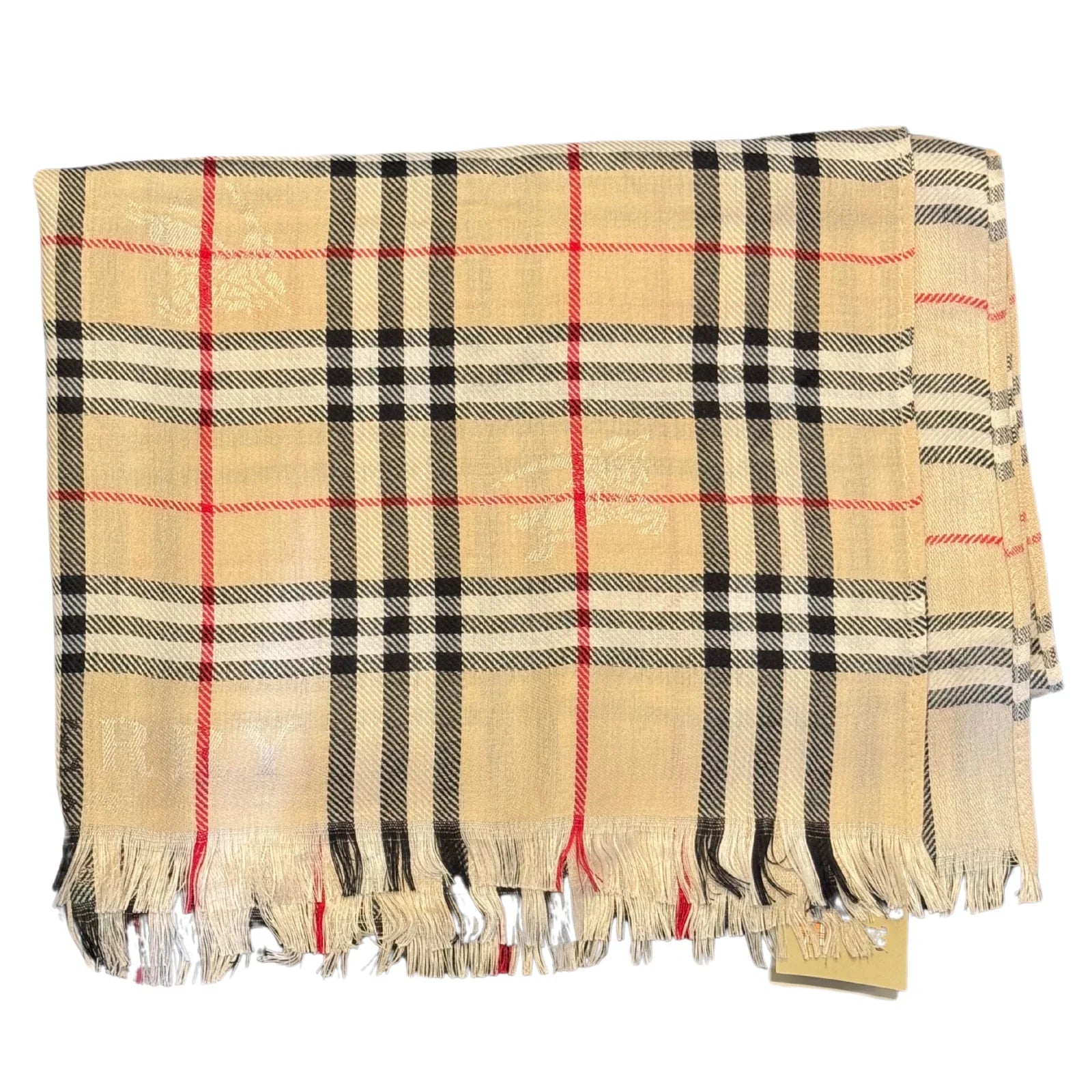 Burberry Check Scarf Shawl Silk x Wool