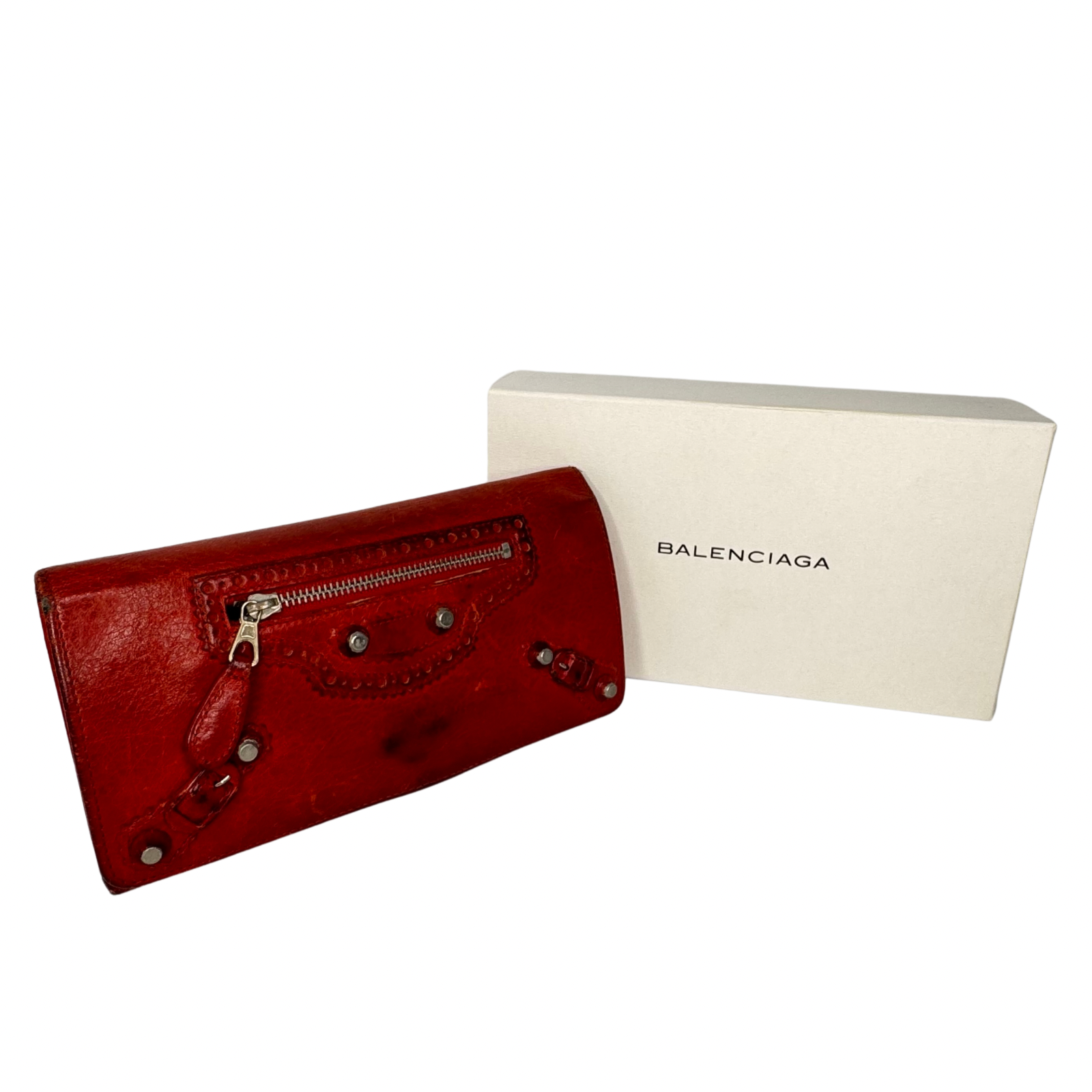 Balenciaga Red Lipstick Agneau Leather Giant 12 Gold Hardware Wallet
