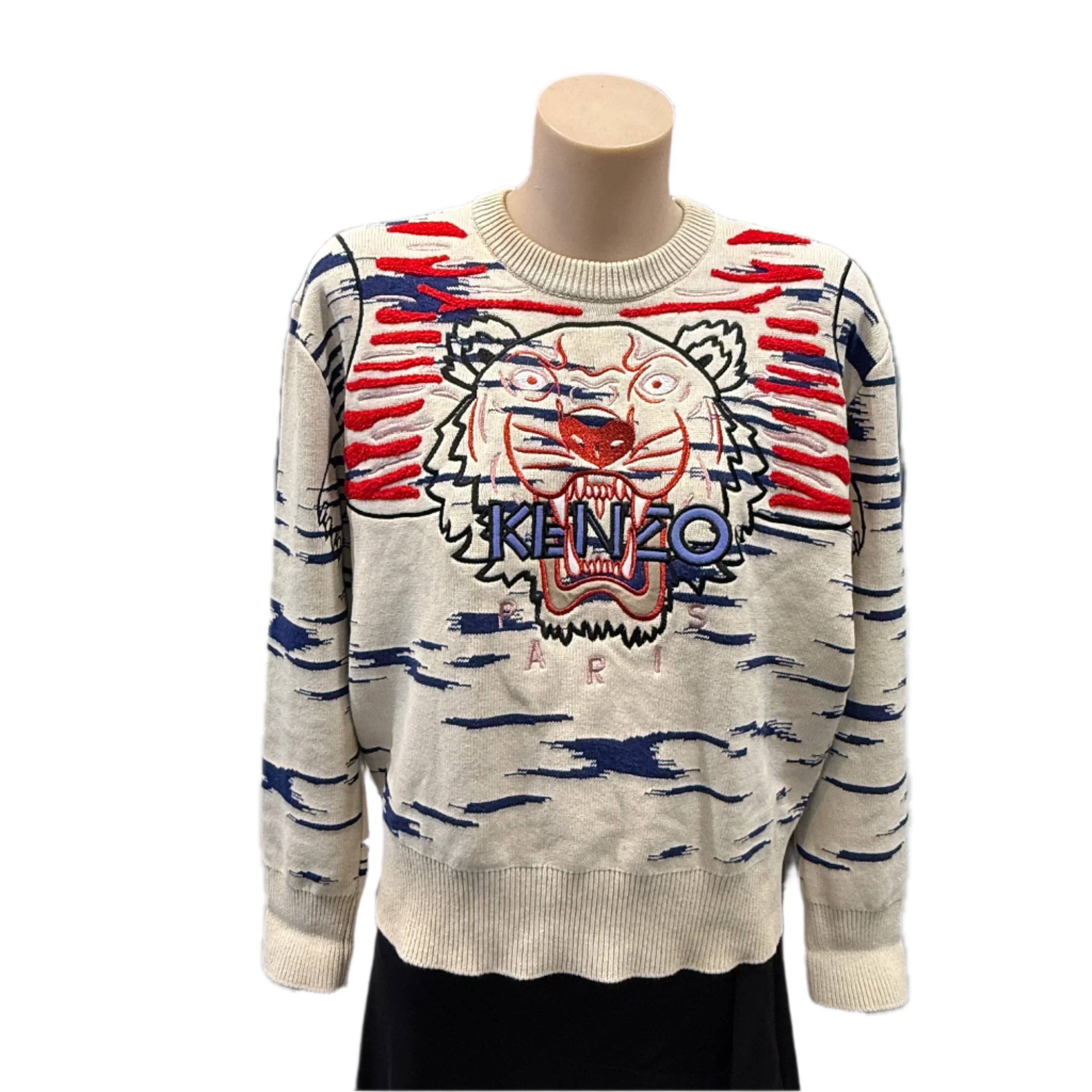 KENZO Womens Tiger Claw Knit Sweater - Cream Size M