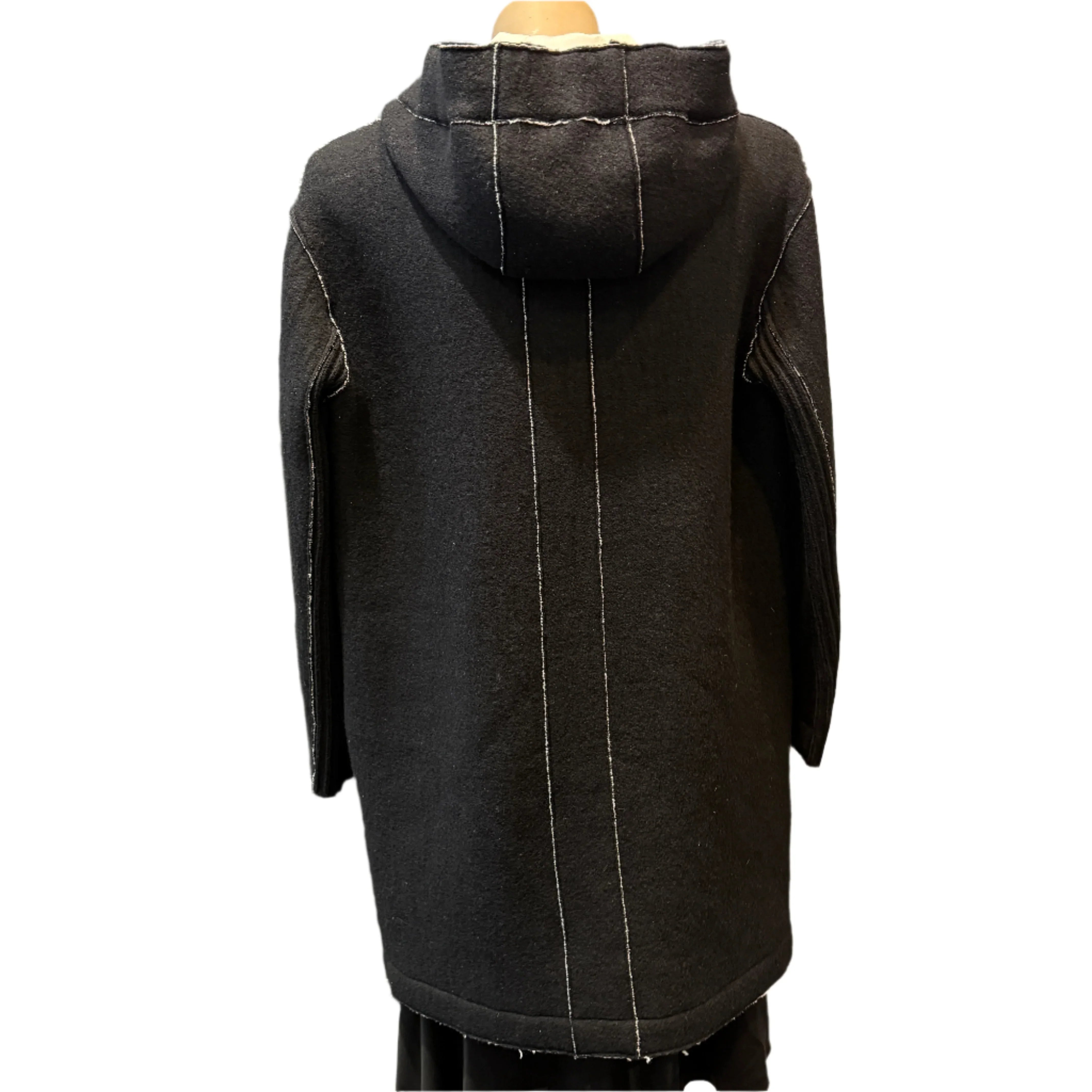 Transit Black Wool-Blend Hooded Coat Large