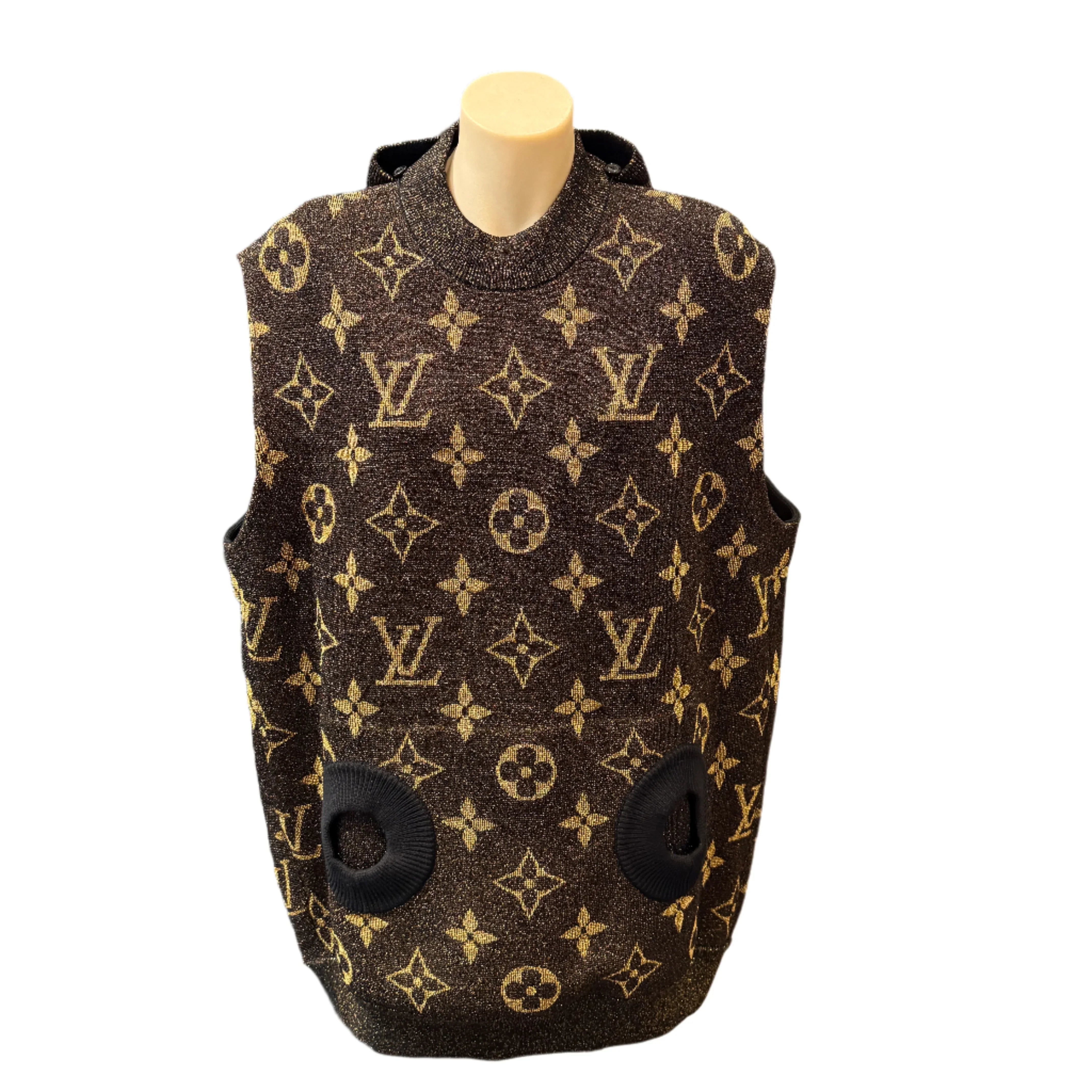 Louis Vuitton Monogram Lurex Hooded Vest Women's Small