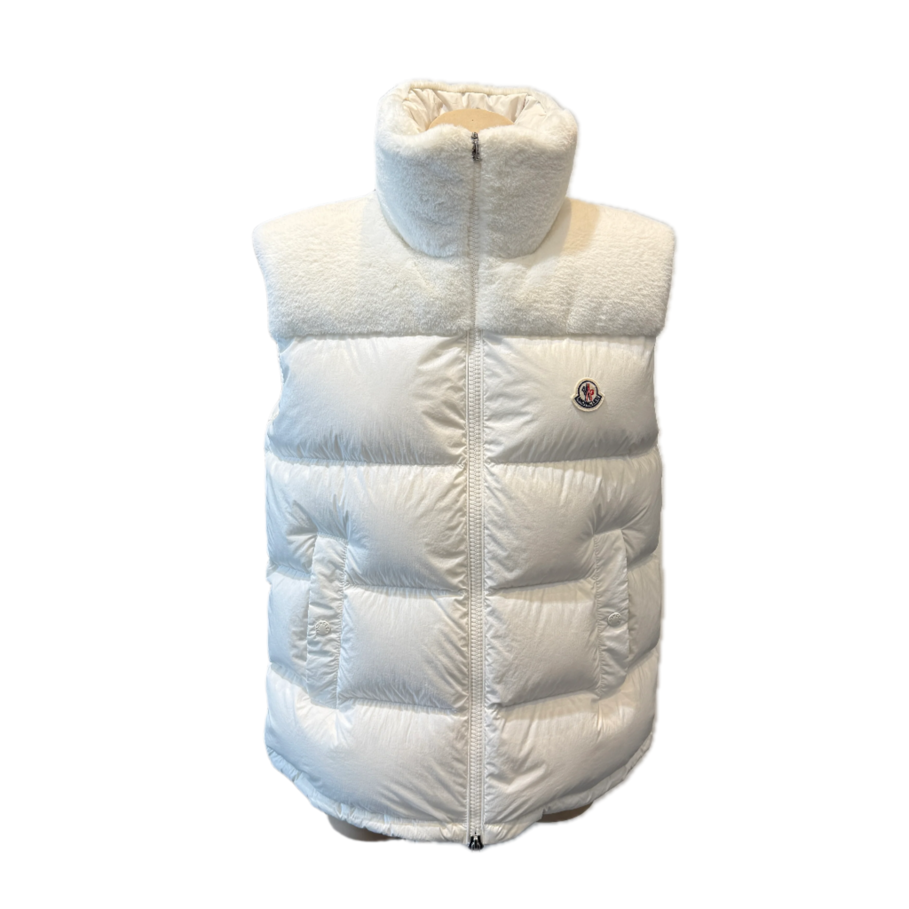 white Moncler Puffer Vest, 0