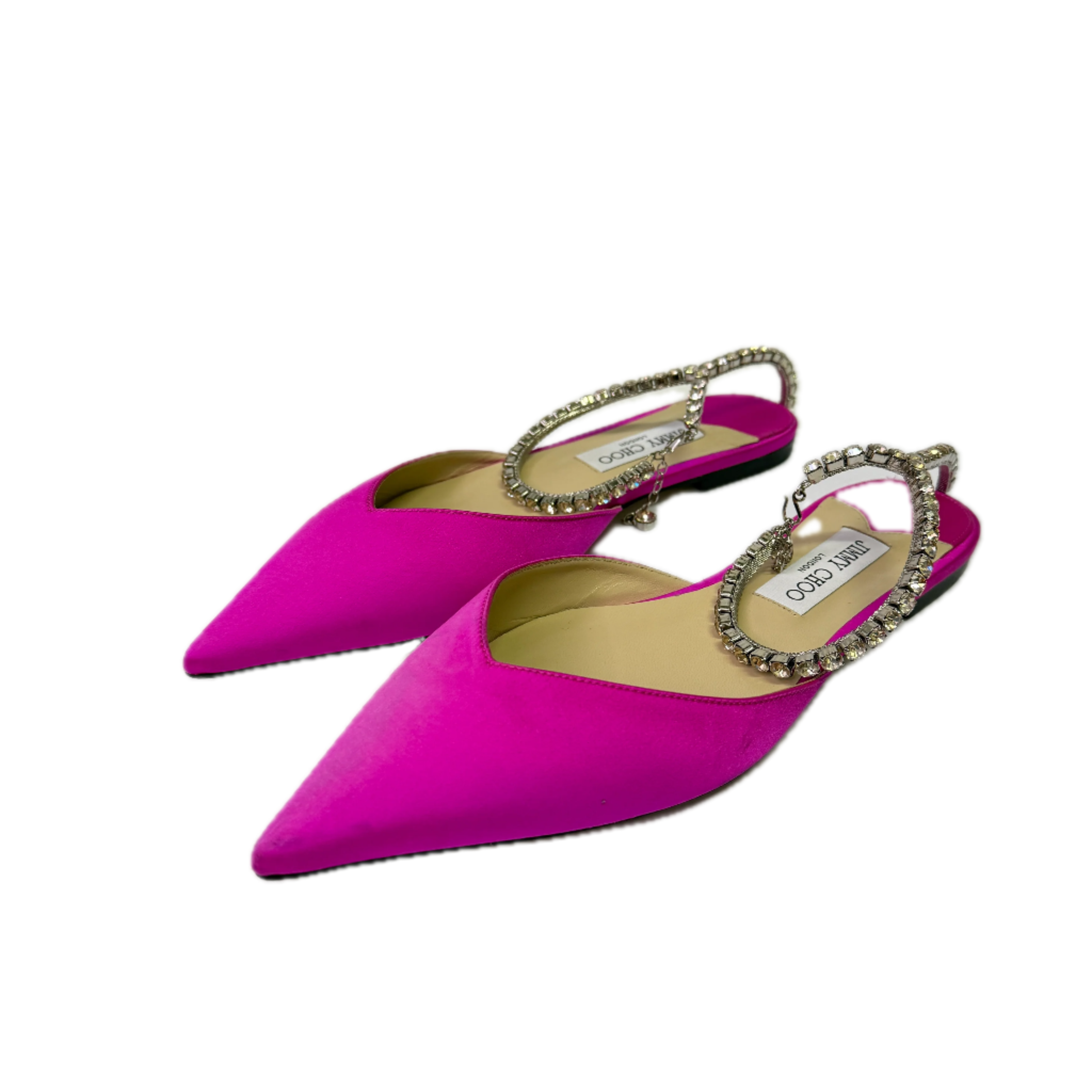 Jimmy Choo Saeda Fuchisca Satin Flats , 40