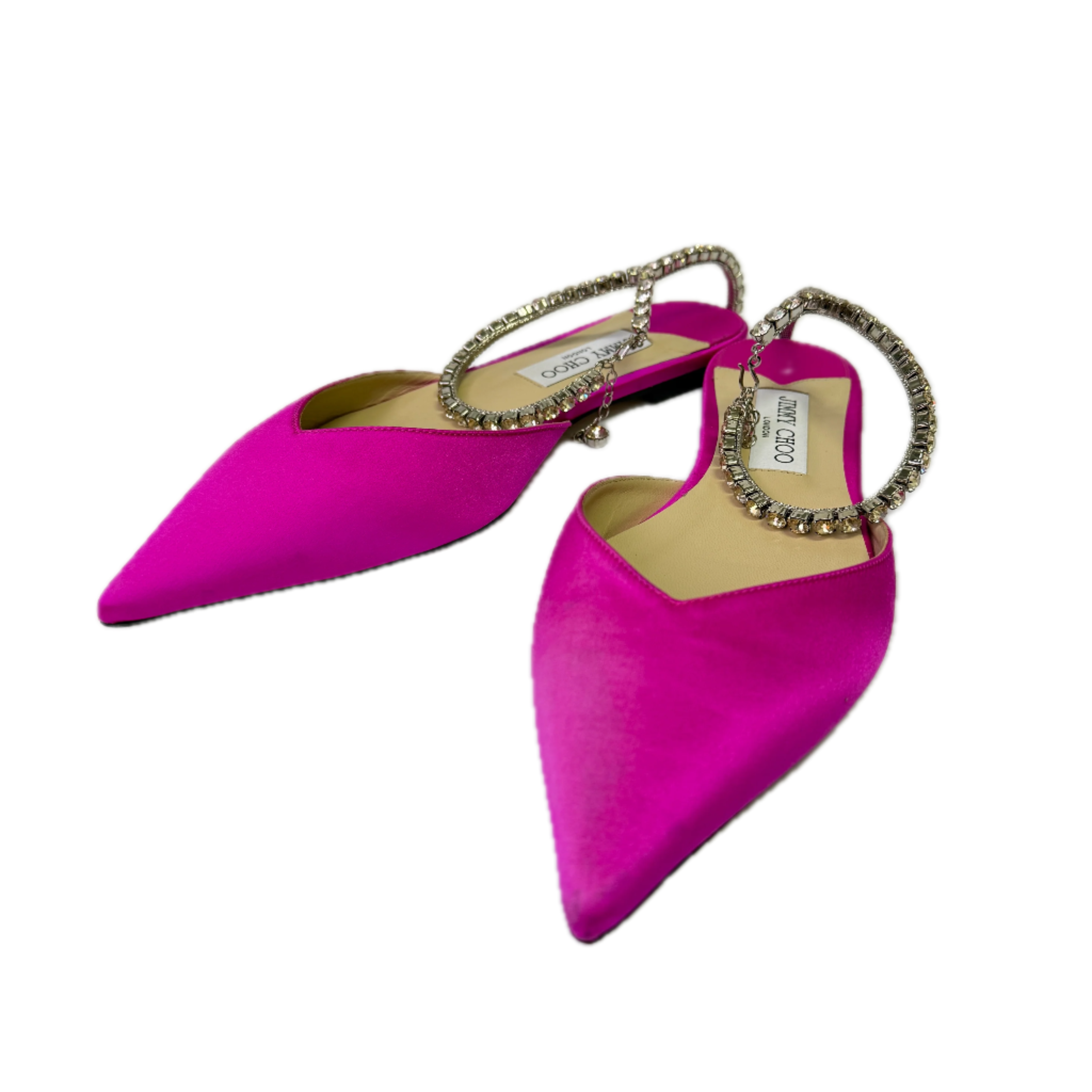Jimmy Choo Saeda Fuchisca Satin Flats , 40