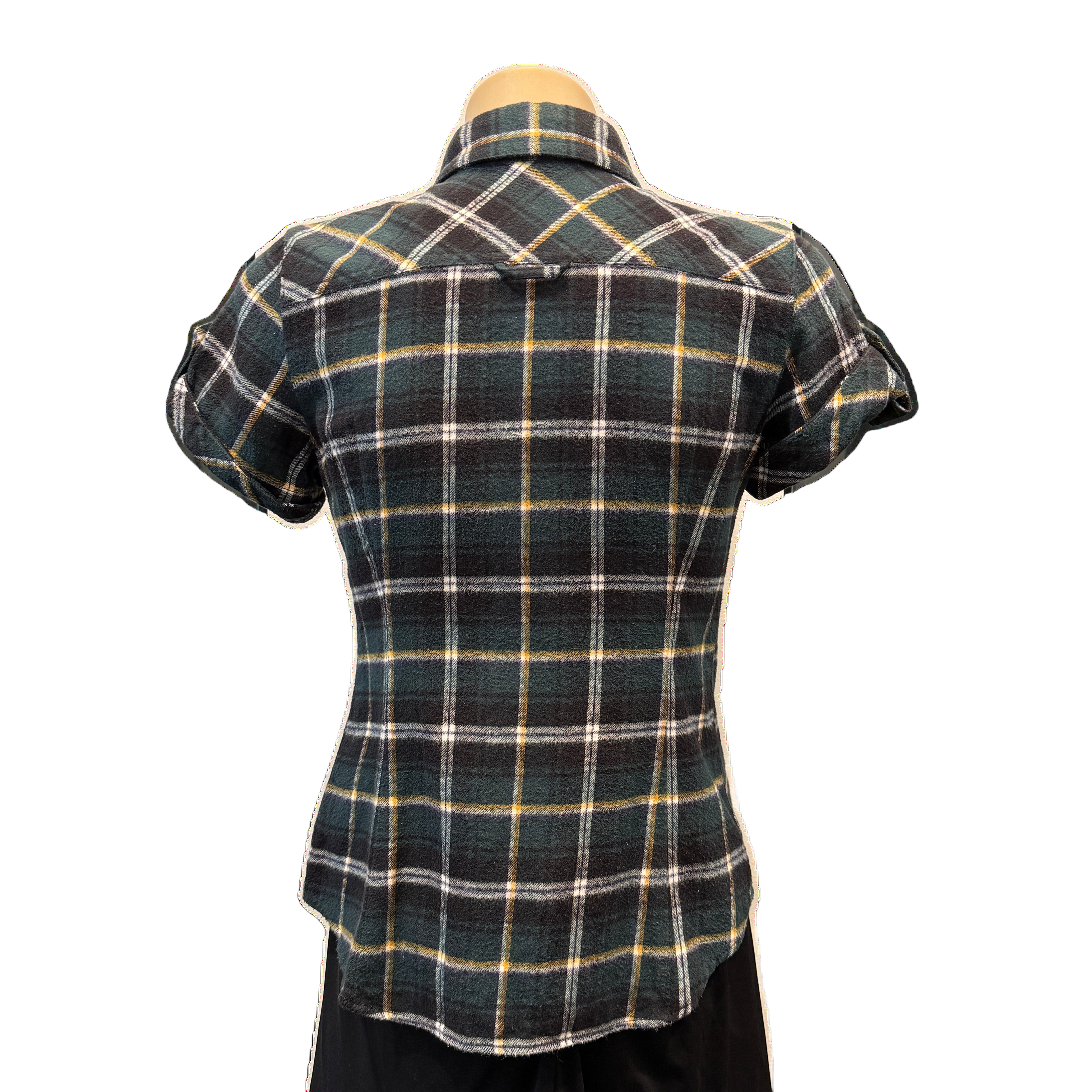 Burberry Blue Label Short Sleeve Shirt 36 Black/Green