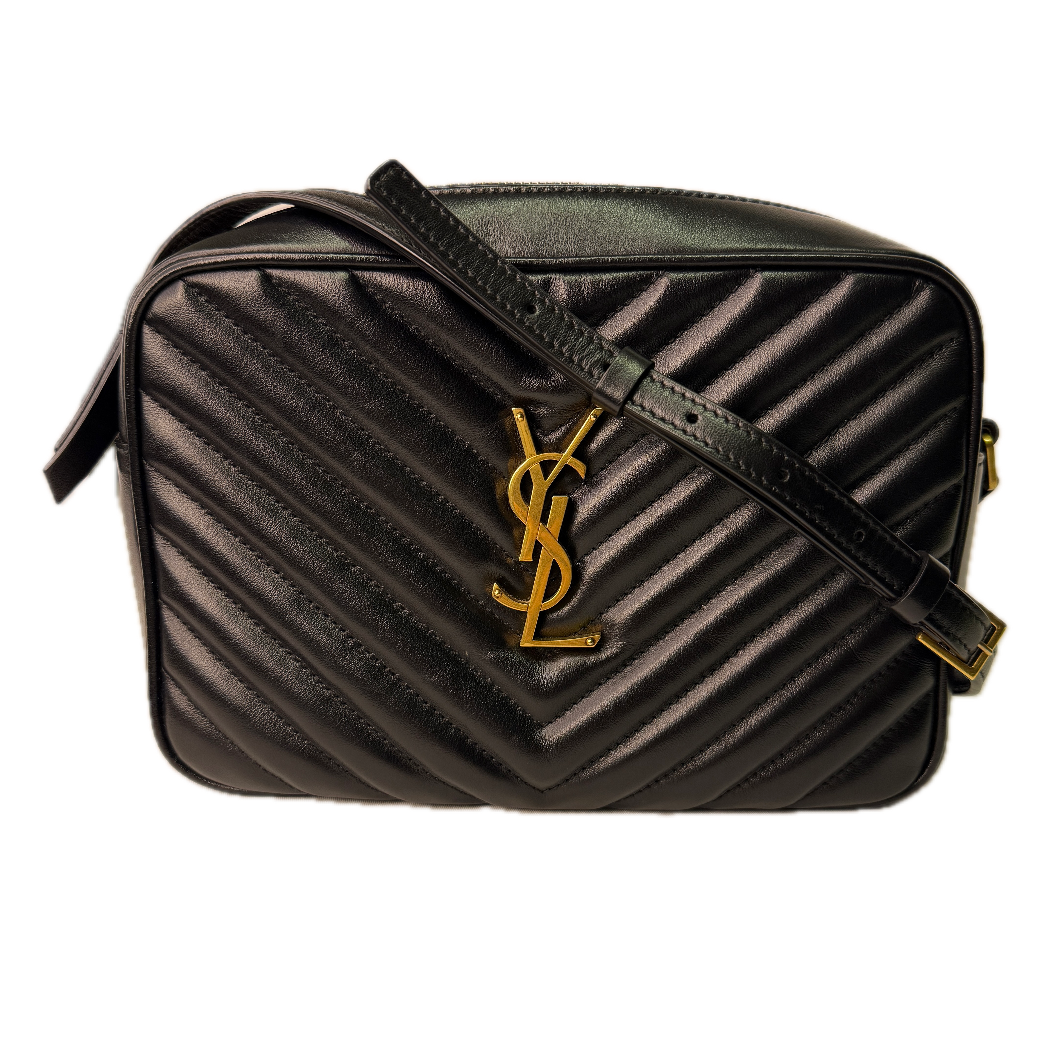 Yves Saint Laurent YSL Lou Quilted Camera Bag Leather Black