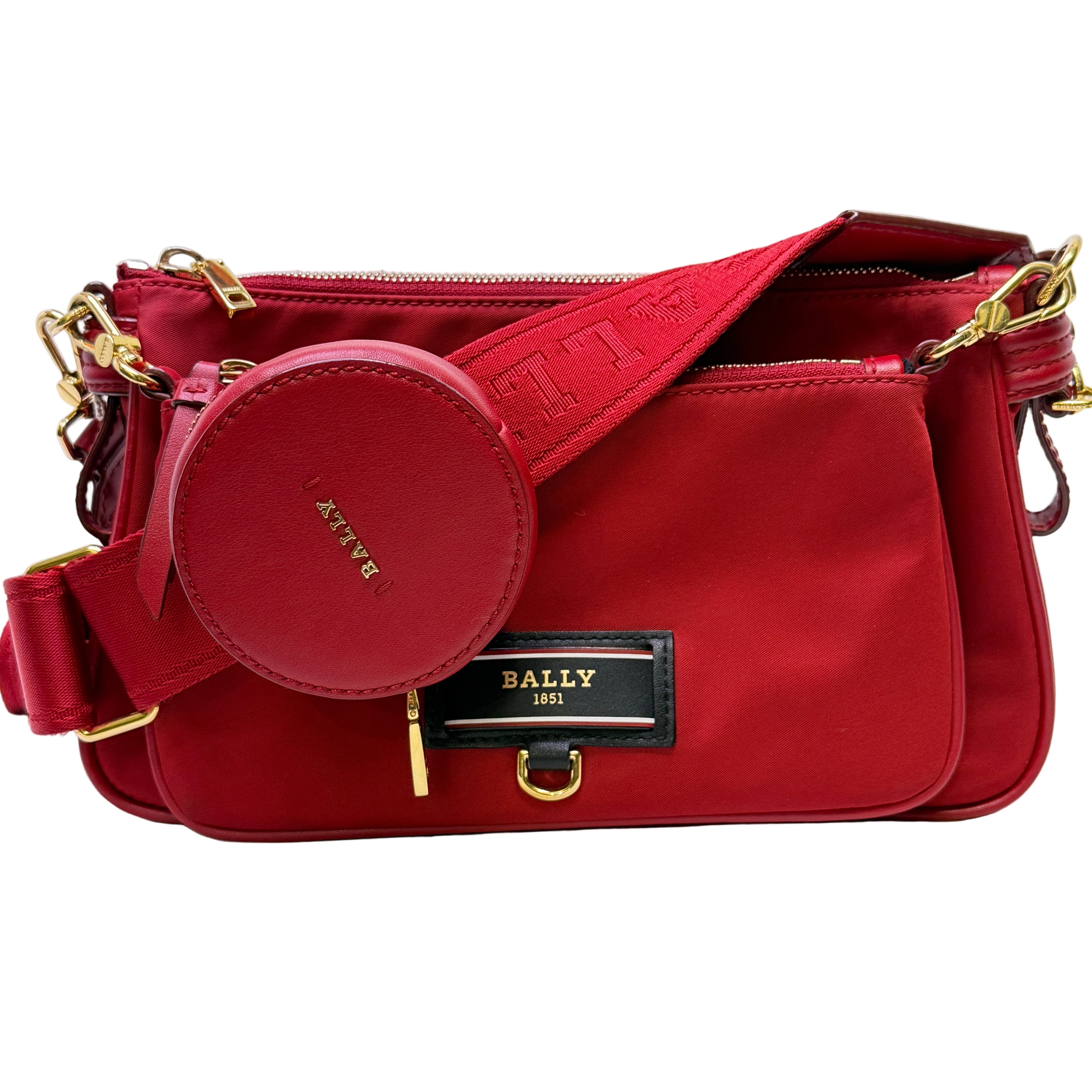 Bally Mini Nylon Mini Elenia Crossbody Bag Red