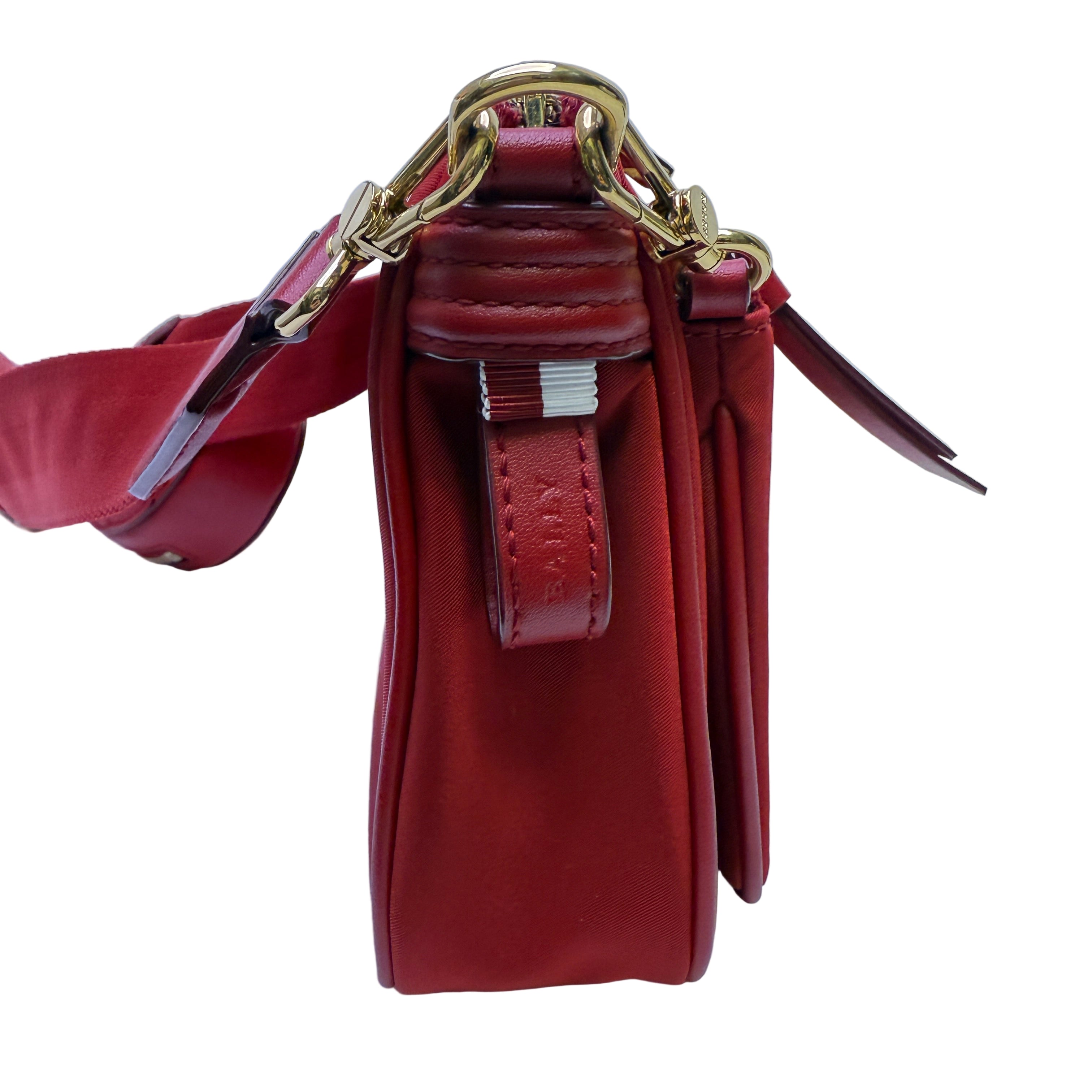 Bally Mini Nylon Mini Elenia Crossbody Bag Red