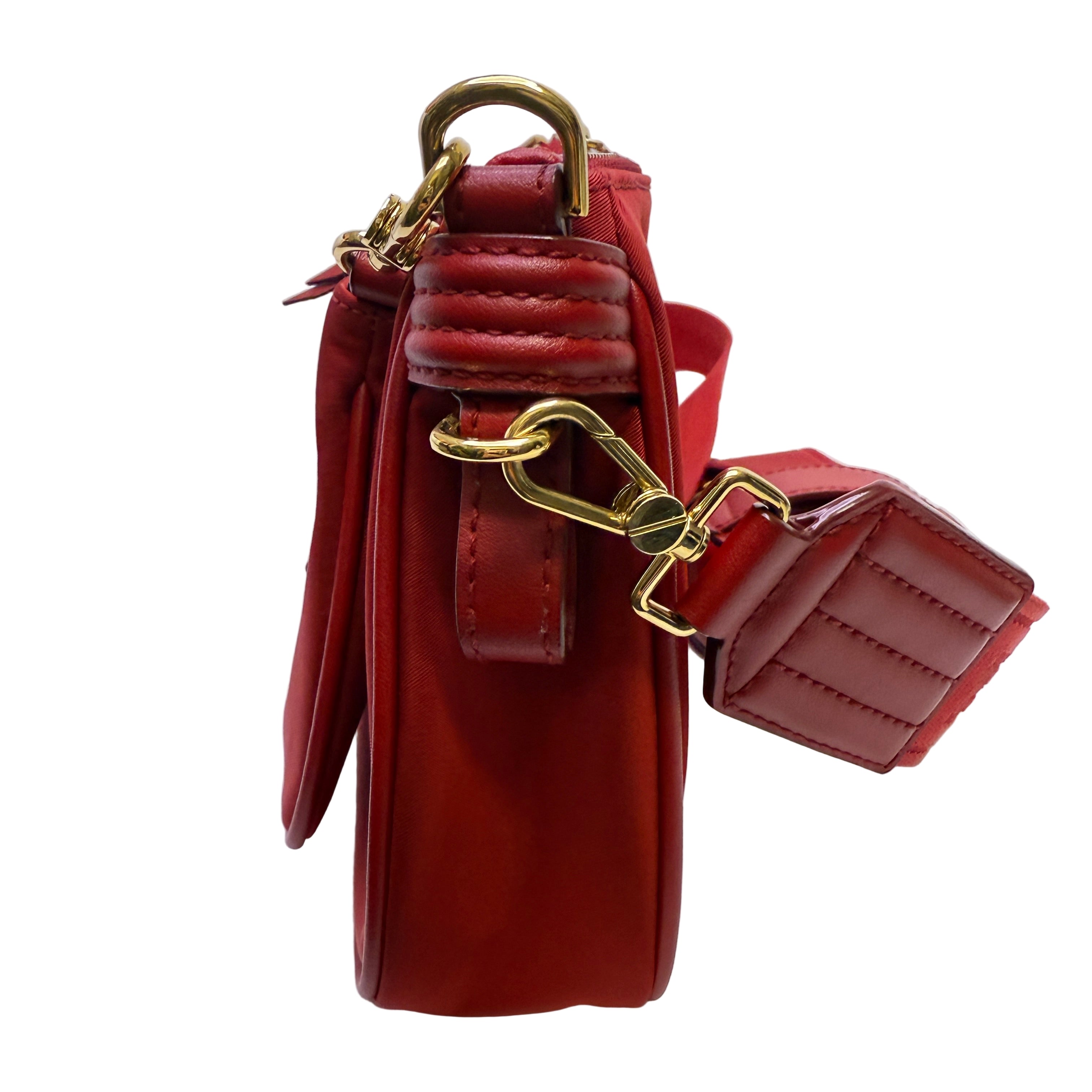 Bally Mini Nylon Mini Elenia Crossbody Bag Red