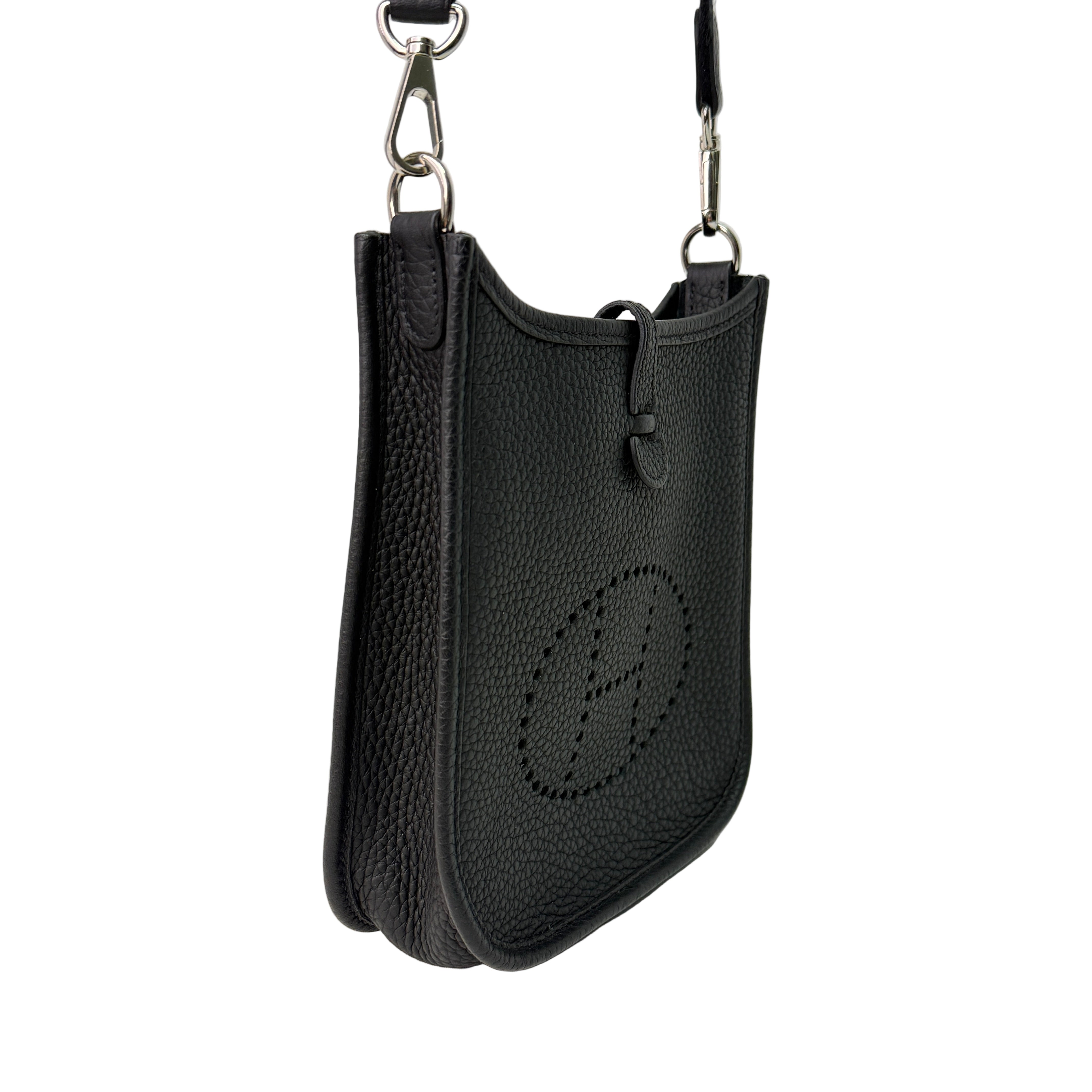 Hermes Evelyn 16 Crossbody Bag Clemence Leather Black