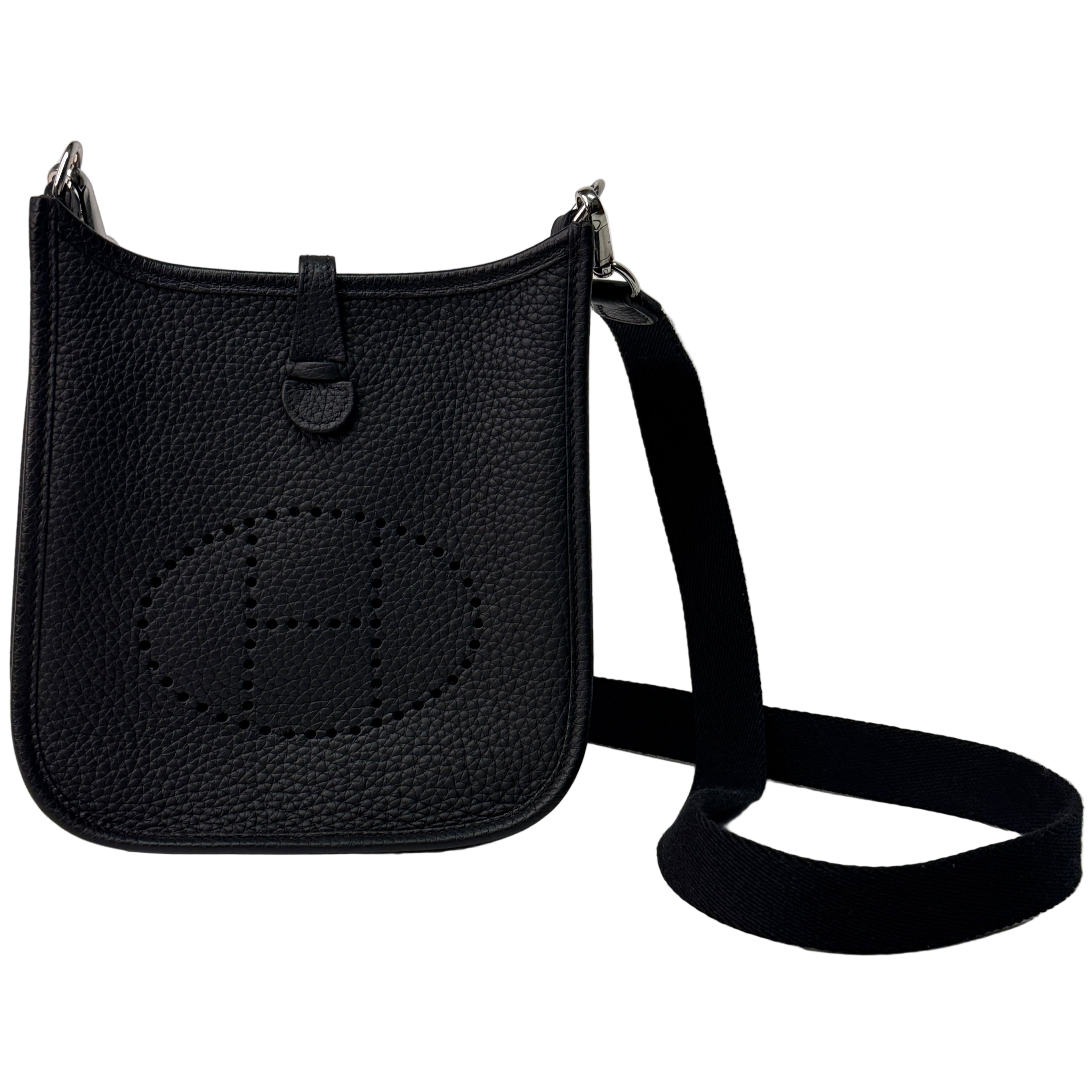 Hermes Evelyn 16 Crossbody Bag Clemence Leather Black