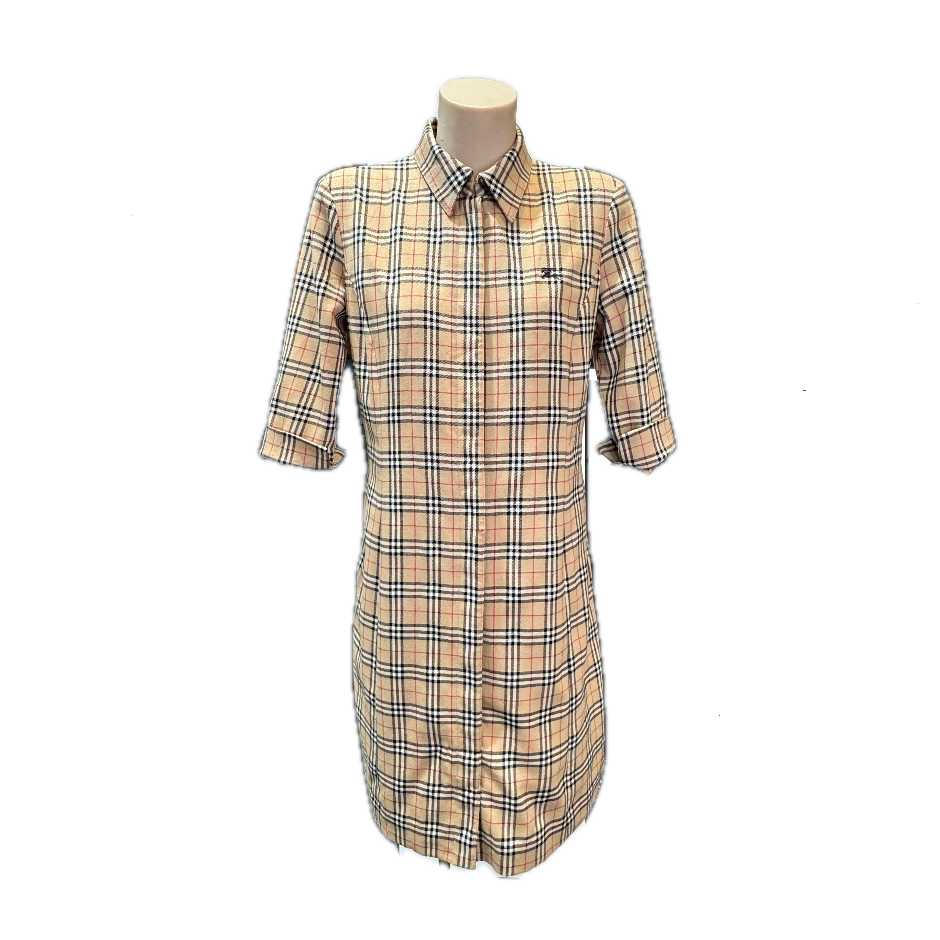 Burberry Check Short sleeve dress Beige size 38