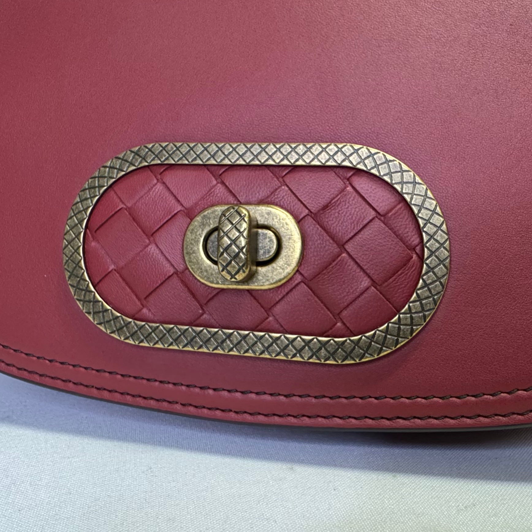 Bottega Veneta Intrecciato Nappa BV Luna Crossbody Bag Burgundy