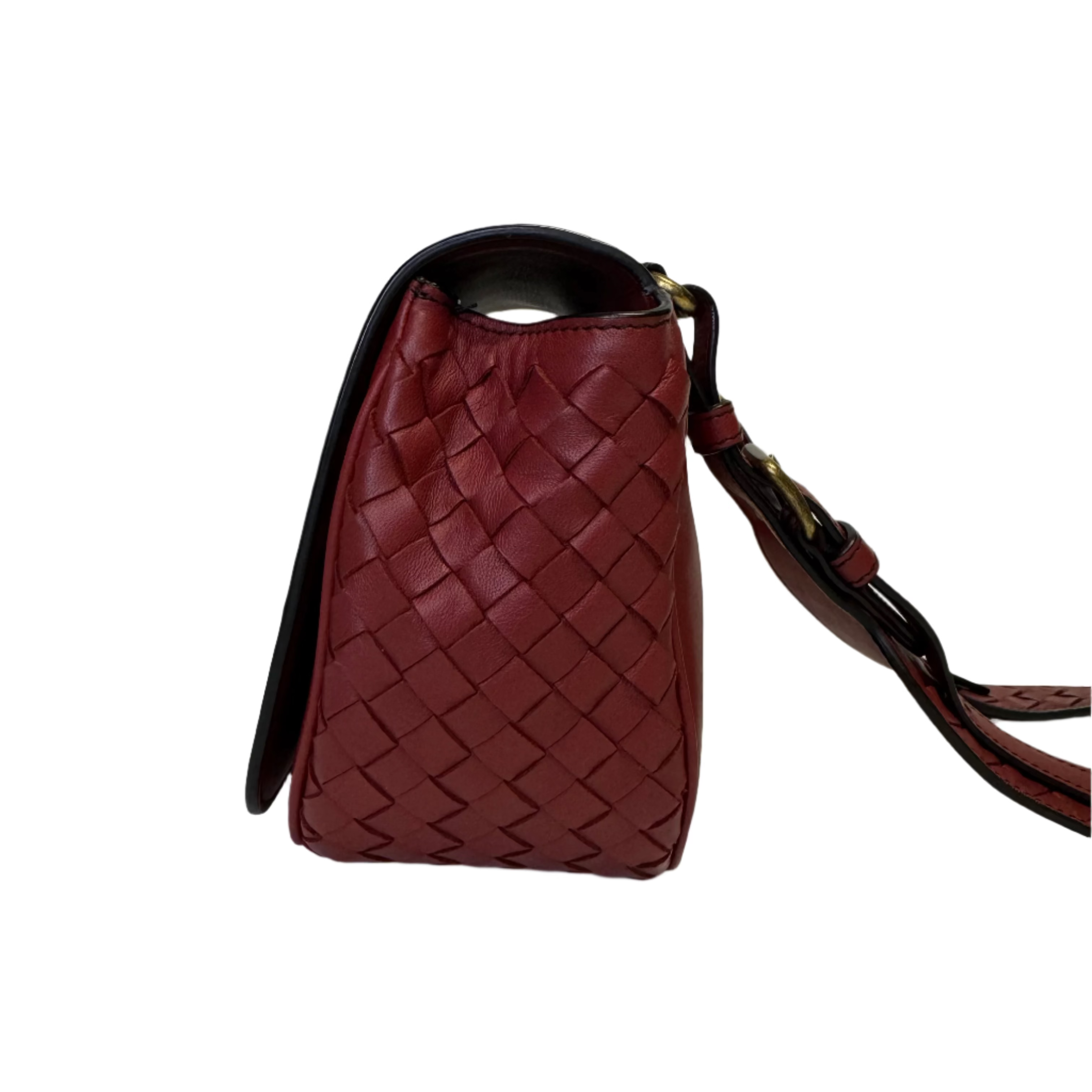 Bottega Veneta Intrecciato Nappa BV Luna Crossbody Bag Burgundy