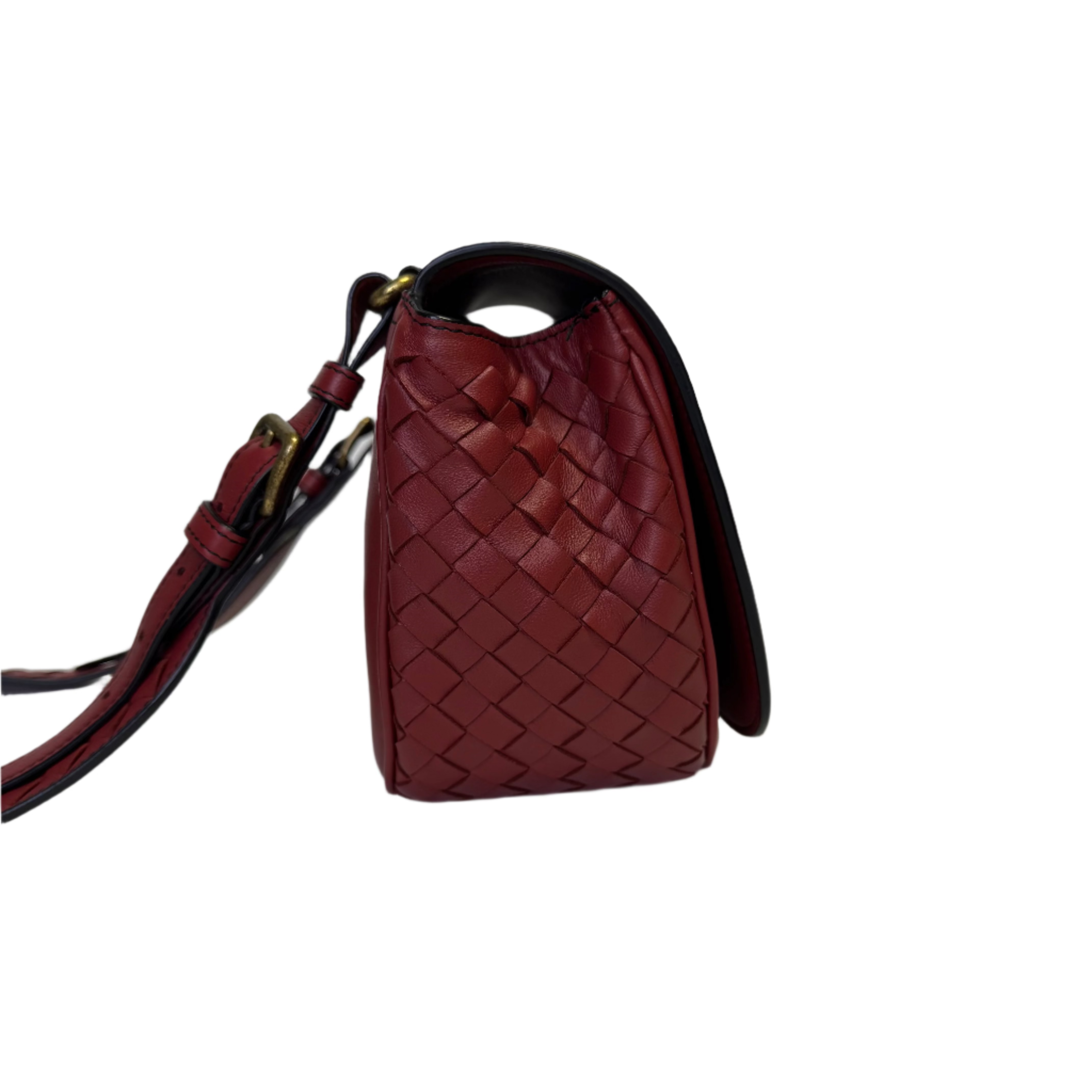 Bottega Veneta Intrecciato Nappa BV Luna Crossbody Bag Burgundy