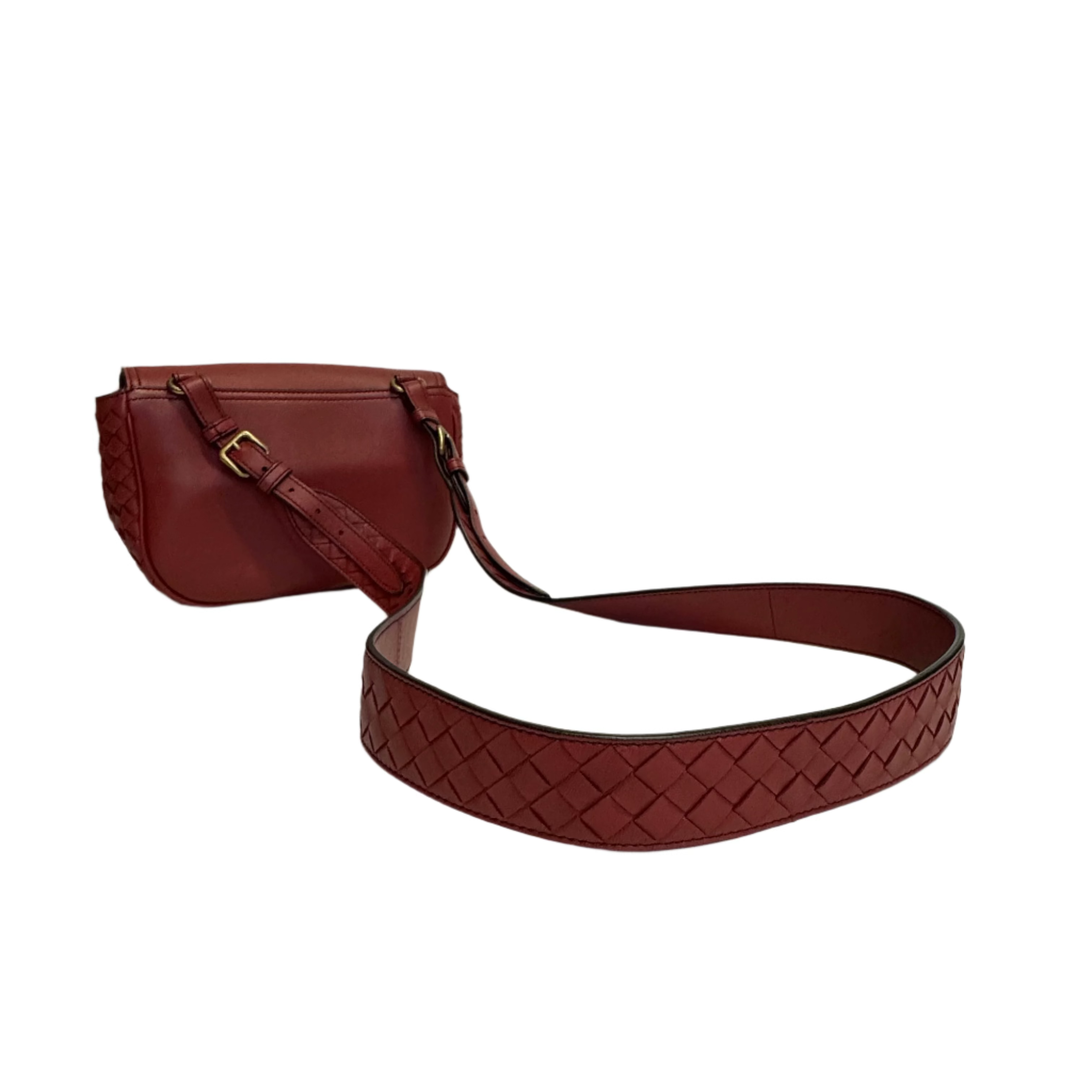 Bottega Veneta Intrecciato Nappa BV Luna Crossbody Bag Burgundy