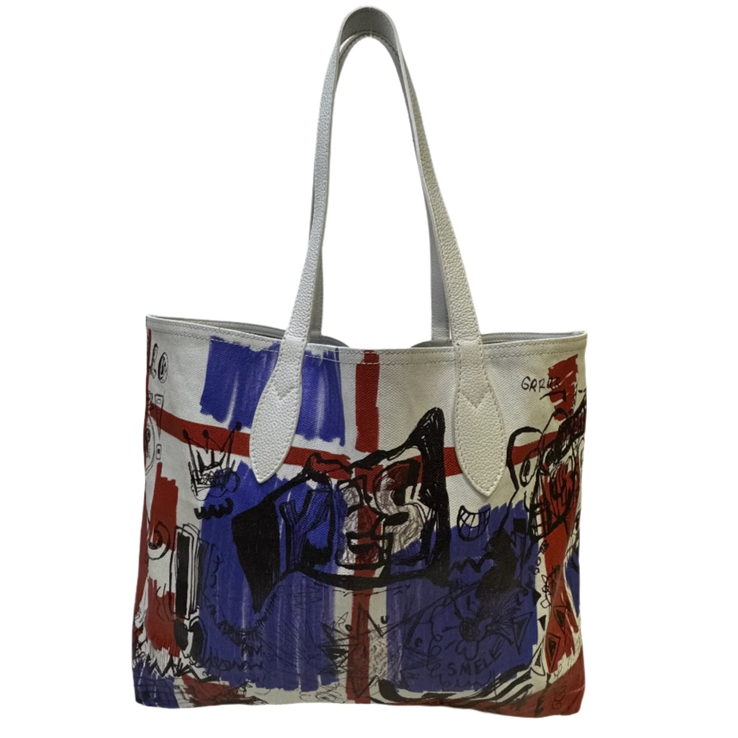 Burberry Canvas House Check Union Jack Sketchbook Reversible Doodle Tote