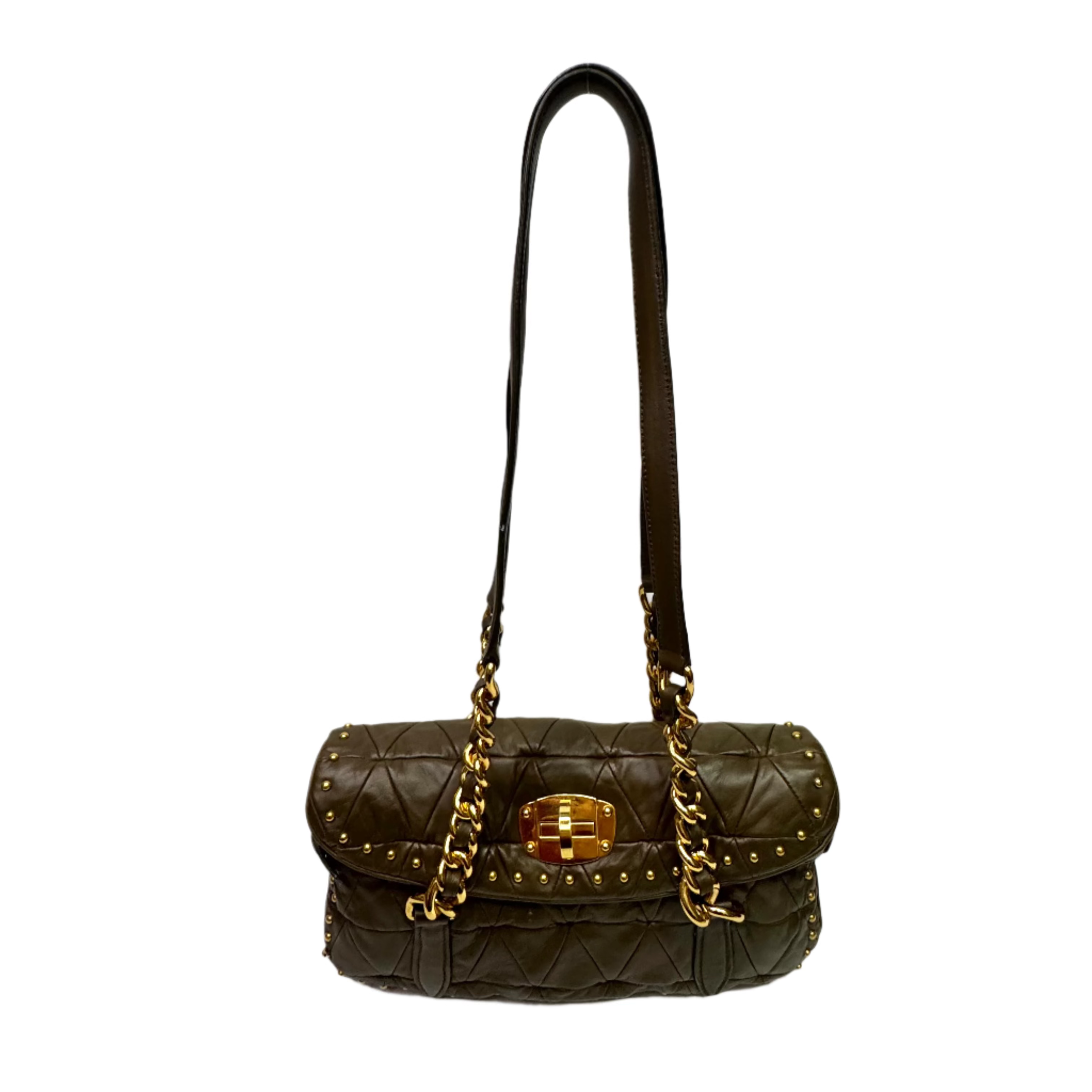 Miu Miu Nappa Quilted Studded Tote Bag Black