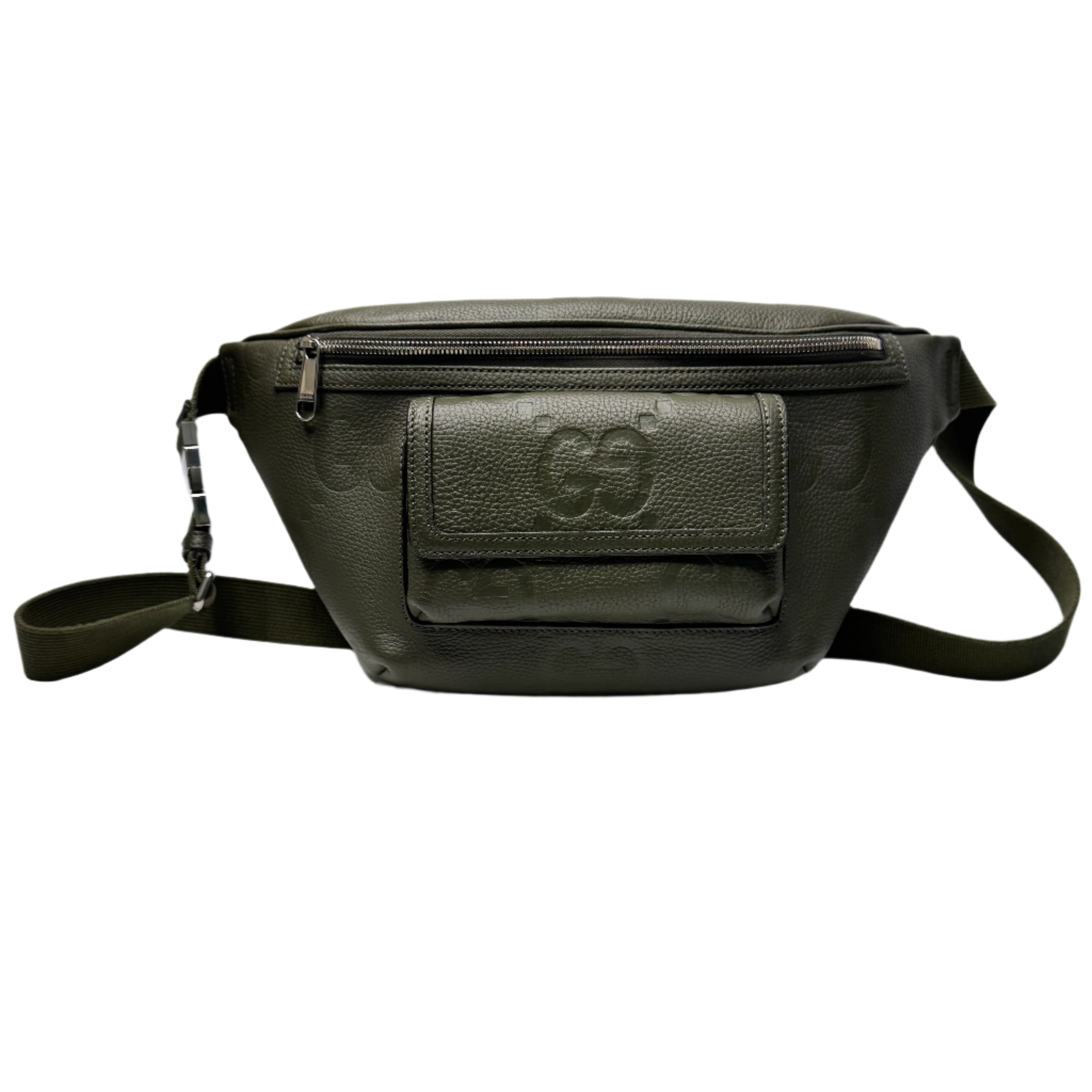 Gucci Jumbo GG Belt Bag Leather Olive Green