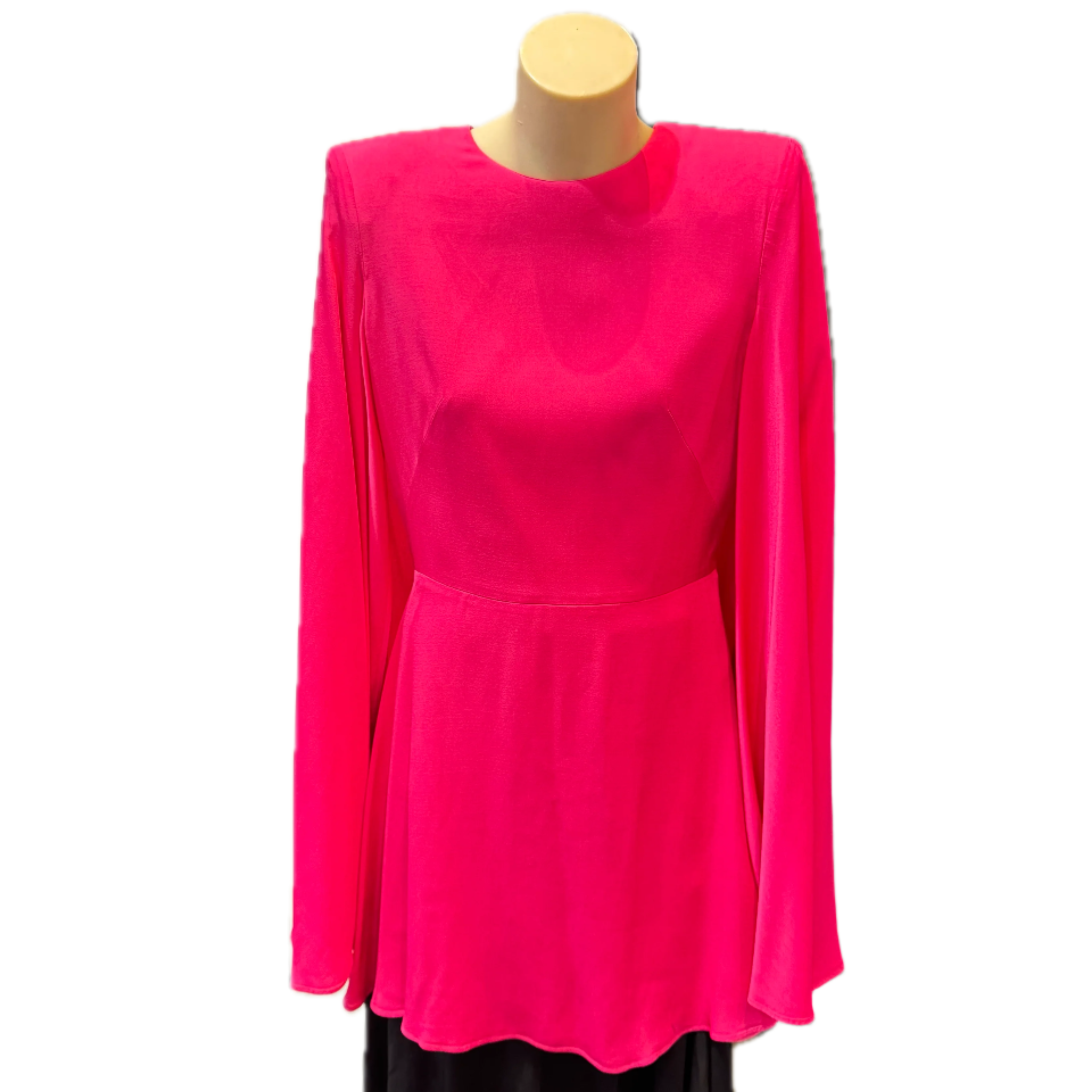 Alexander McQueen Fuschia Cape Back Volume Sleeve Dress Pink 42