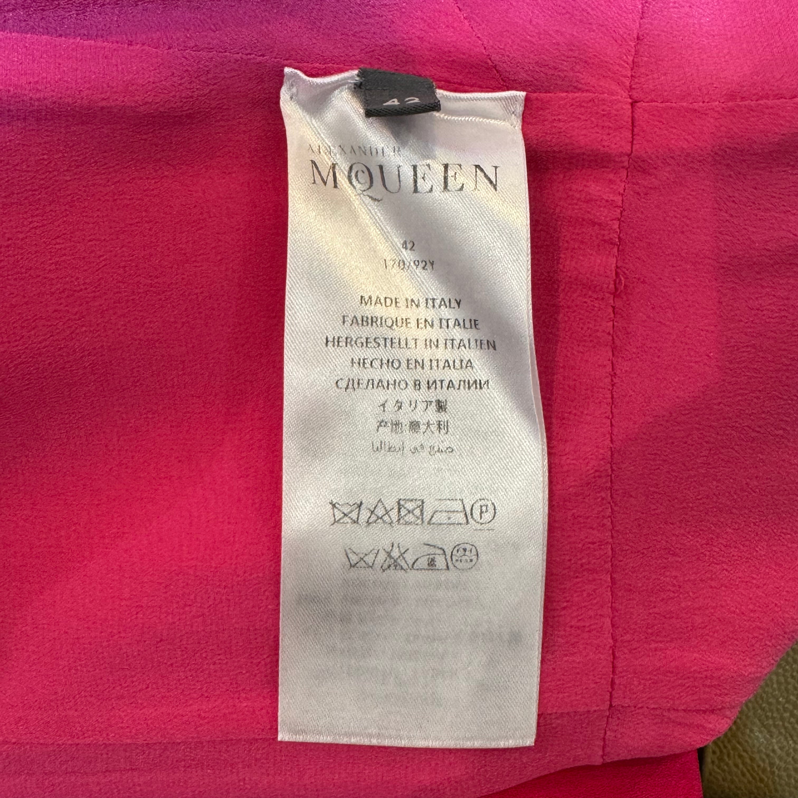 Alexander McQueen Fuschia Cape Back Volume Sleeve Dress Pink 42