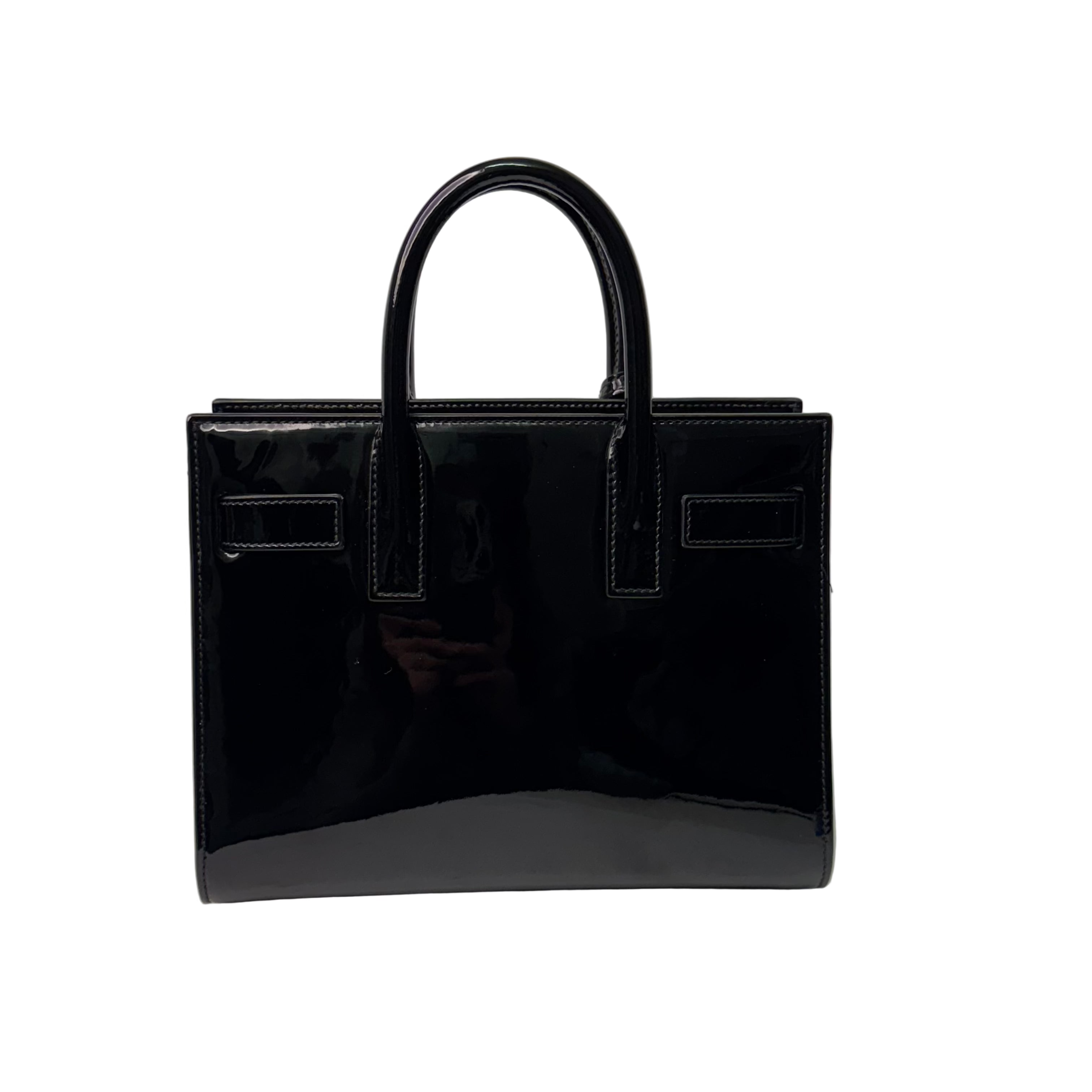 Saint Laurent Sac De Jour Handbag Patent Leather Black