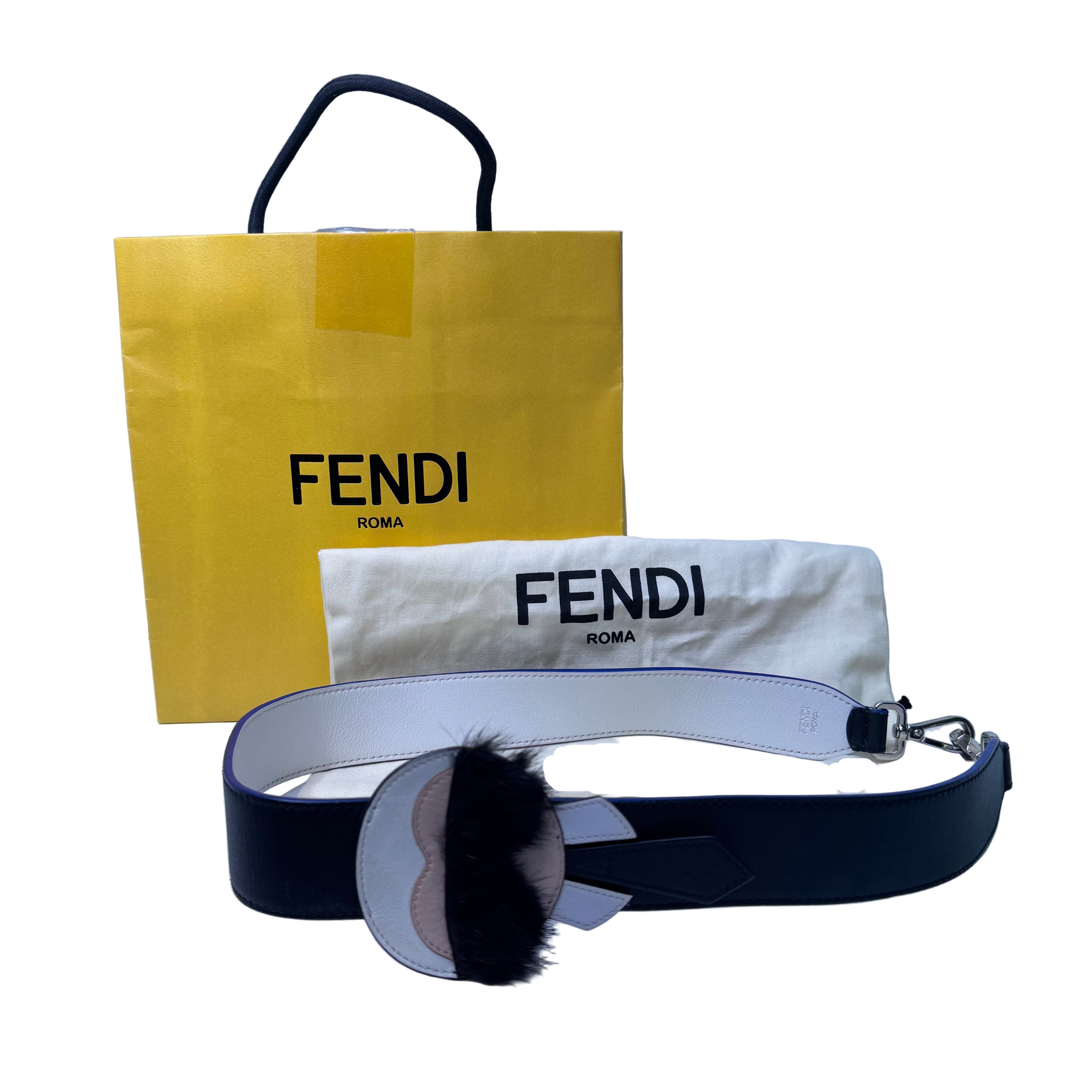 Fendi Yukarito Karl Lagerfeld Bag Strap Leather Black